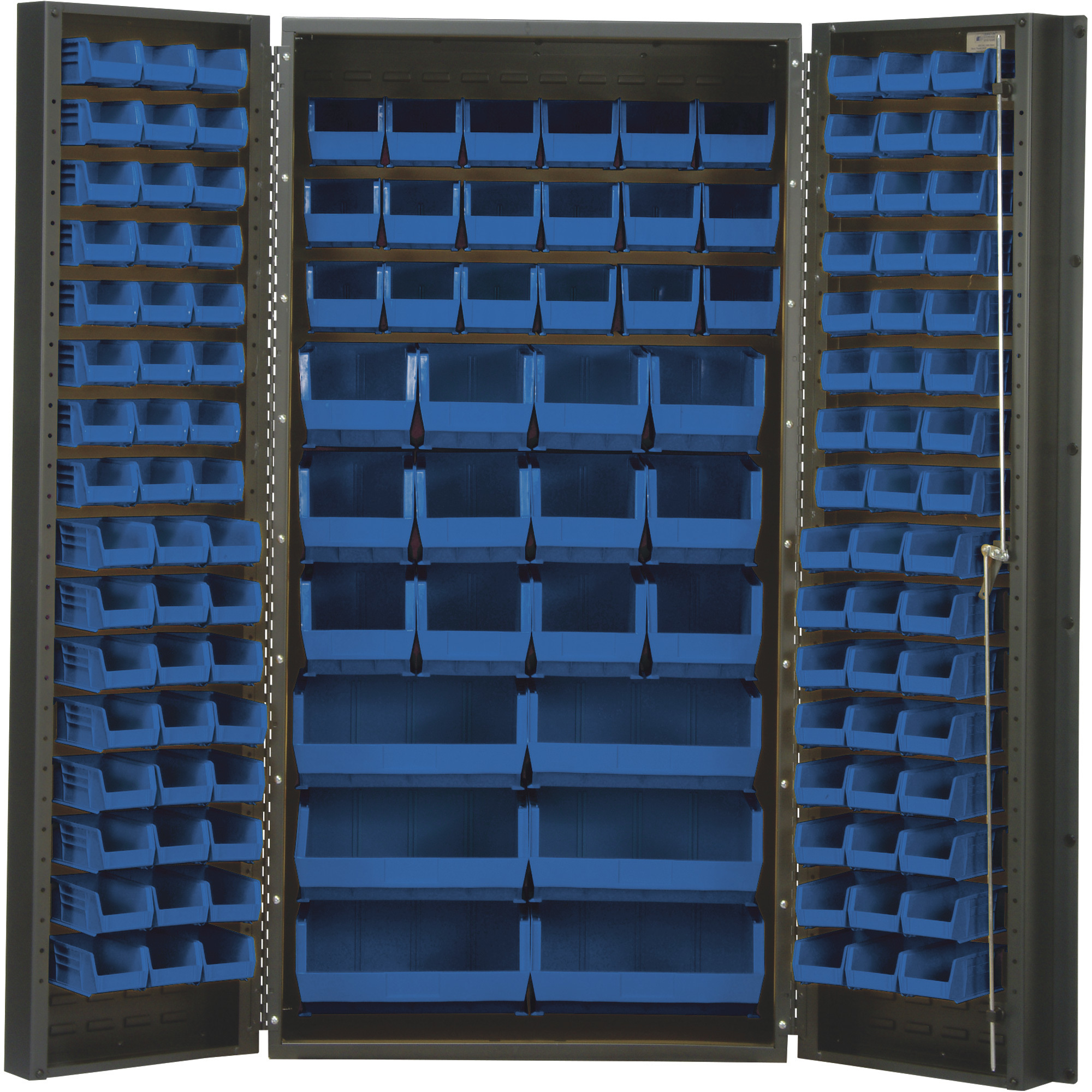 Quantum Storage Cabinet With 132 Bins, 36Inch x 24Inch x 72Inch Size, Blue