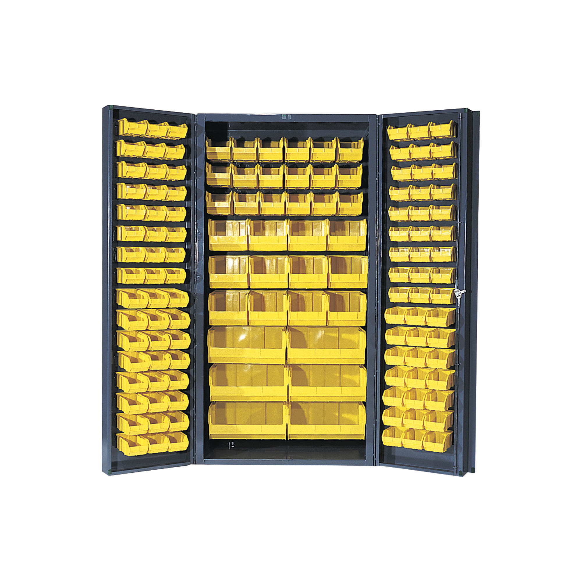 Quantum Storage Cabinet With 132 Bins, 36Inch x 24Inch x 72Inch Size, Yellow