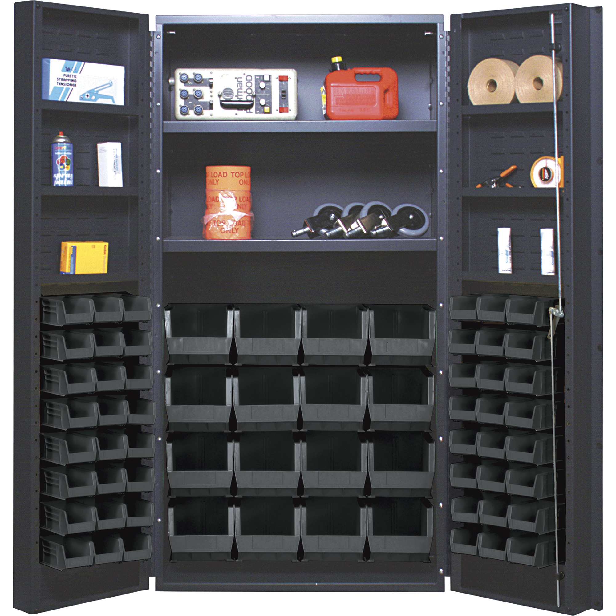 Quantum Storage Cabinet With 64 Bins, 36Inch x 24Inch x 72Inch Size, Black