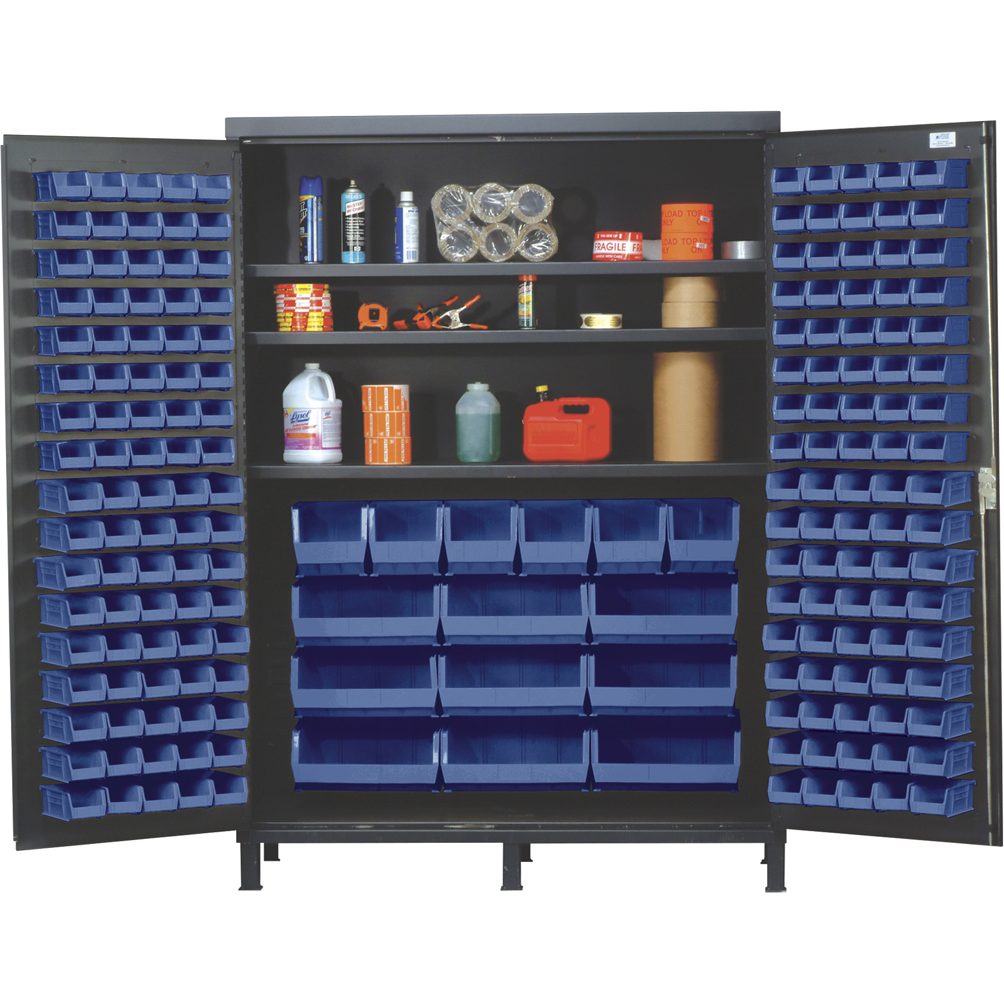 Quantum Storage Cabinet With 185 Bins, 60Inch x 24Inch x 84Inch Size, Blue