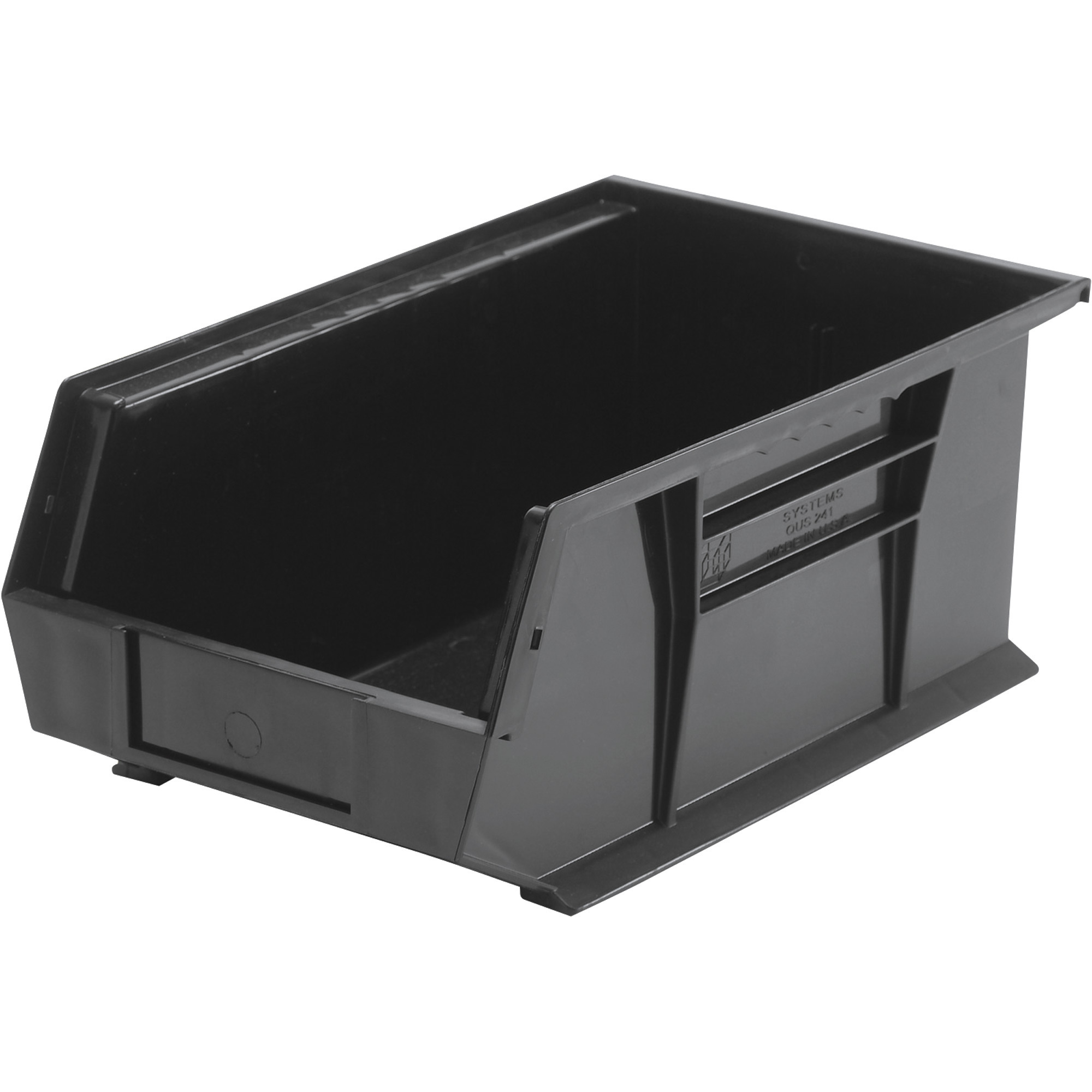 Quantum Storage Heavy-Duty Ultra Stacking Bins, 13 5/8Inch x 8 1/4Inch x 6Inch Size, Black, Carton of 12, Model QUS241BKCS