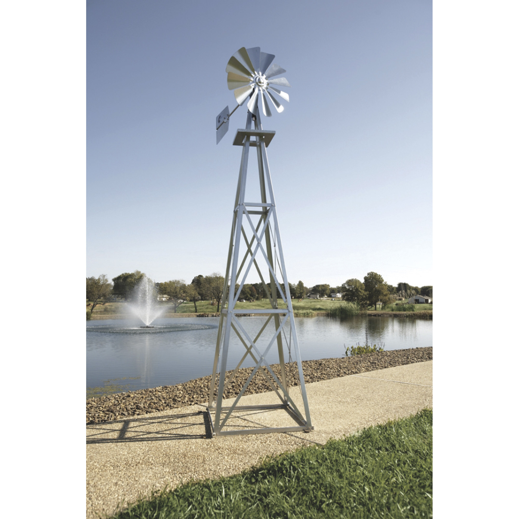 Outdoor Water Solutions Ornamental Garden Windmill, 11ft.6Inch H, Galvanized Finish, Model BYW0003