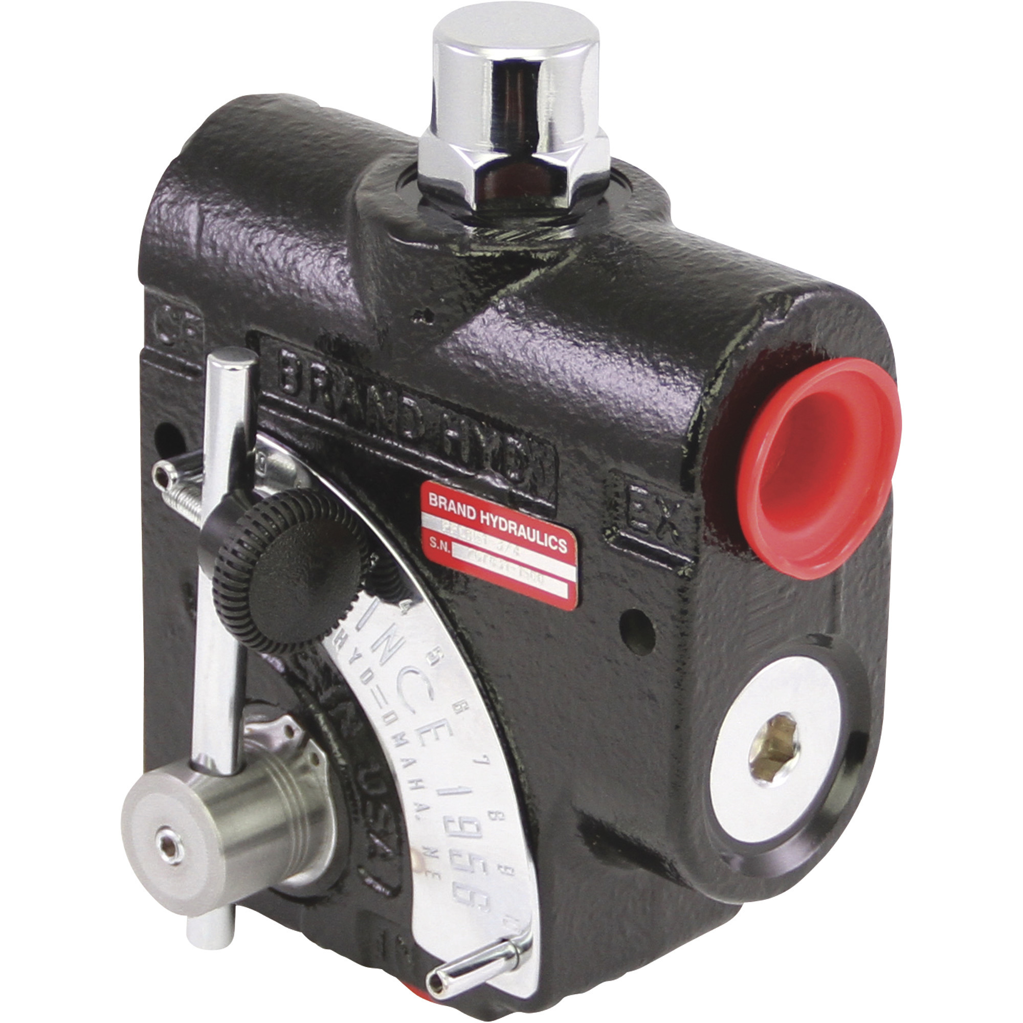 Brand Hydraulics Side-Ported Adjustable Flow Control Valve â 3/4Inch NPT ports, 0â30 GPM, Relief Valve, Model PFCR51-3/4