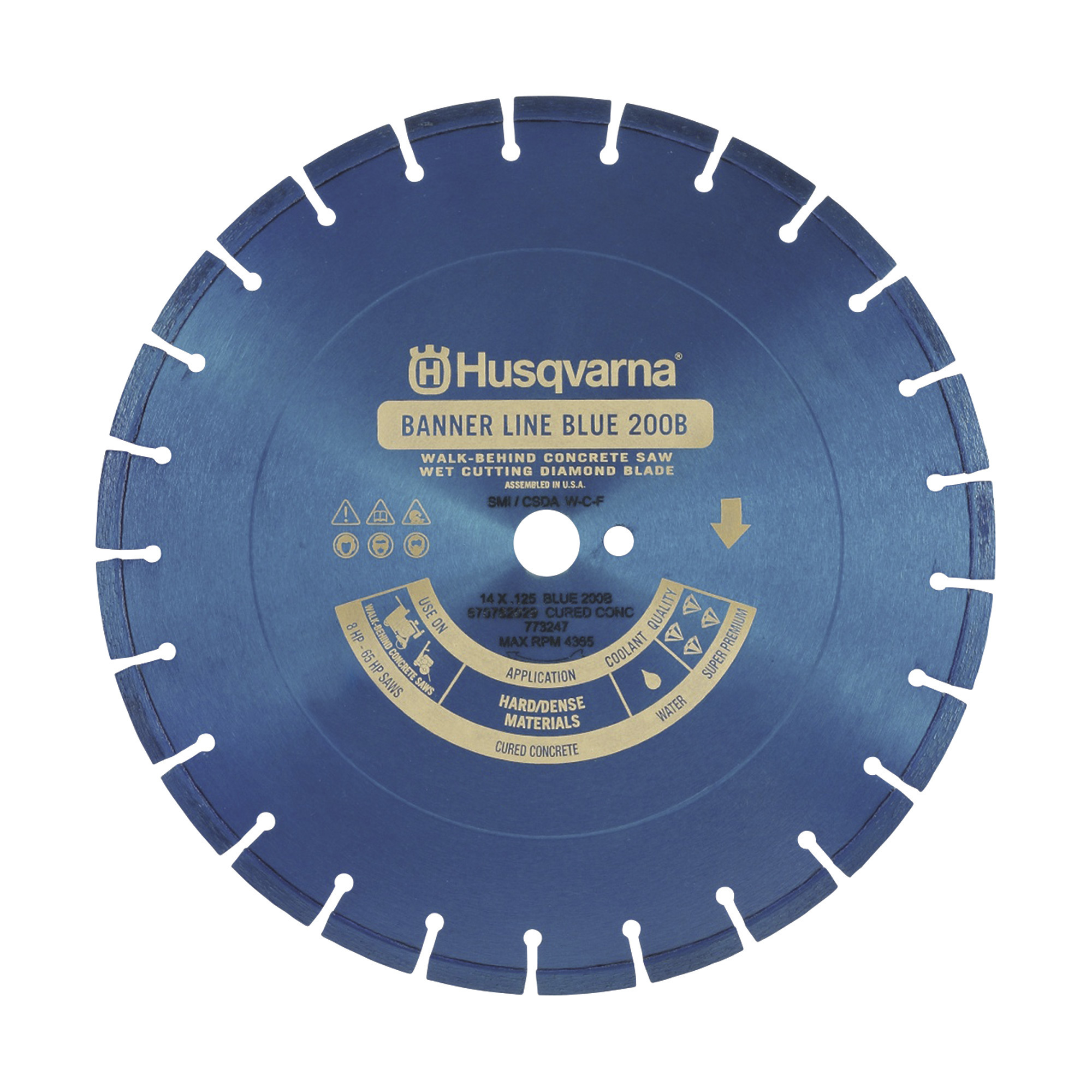 Husqvarna Wet Diamond Blade for Concrete, 18Inch Diameter, Model Banner Line Blue, 200
