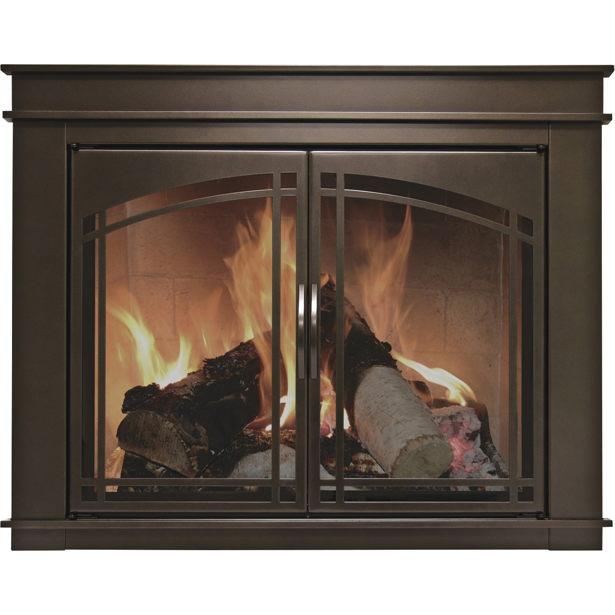 Pleasant Hearth Fenwick Fireplace Glass Door, Bronze, For 30Inch-37Inch W x 25.5Inch to 29.5Inch H Openings, Model FN-5700