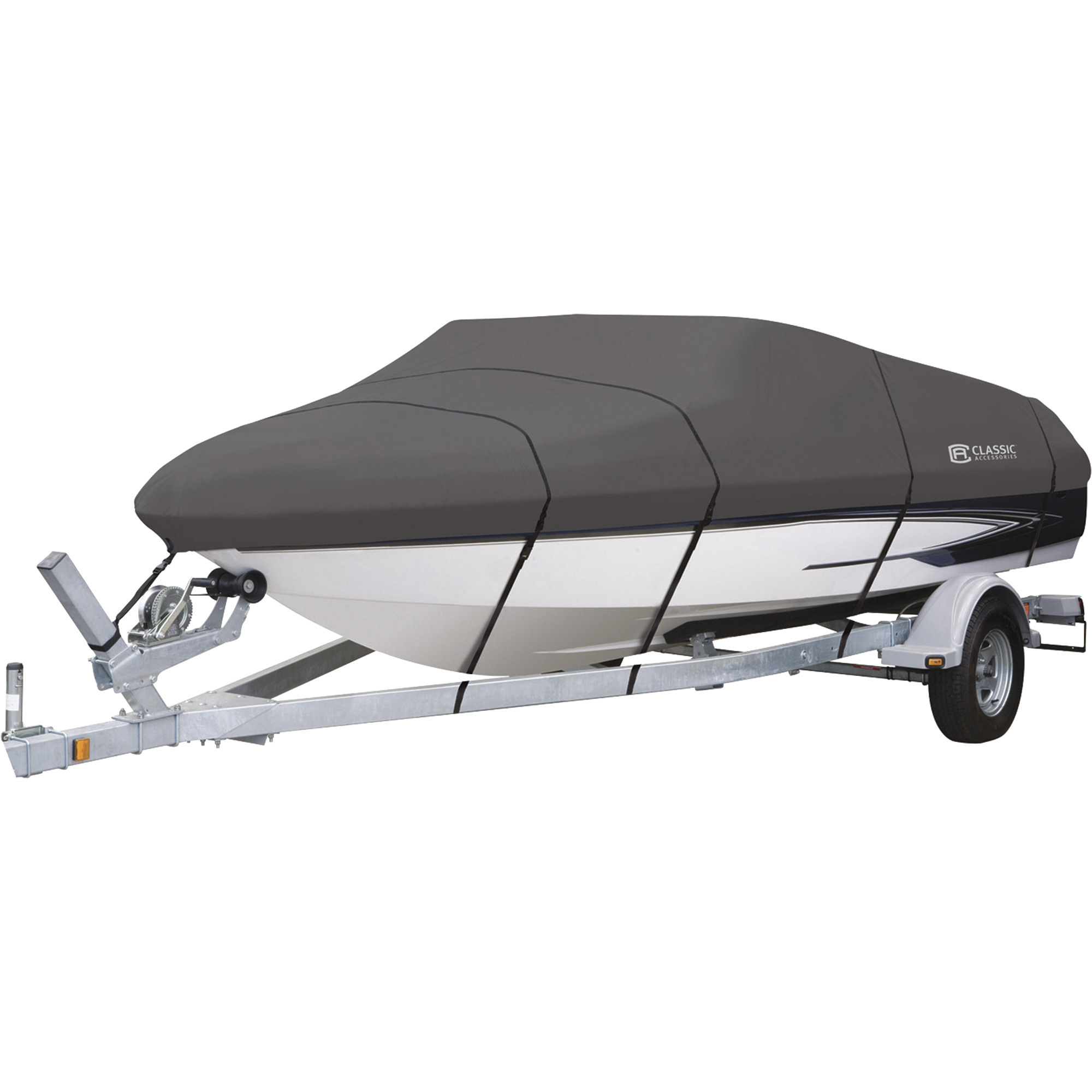 Classic Accessories StormPro Heavy-Duty Boat Cover, Charcoal, Fits 14ft.-16ft. x 72Inch W Boats, Model 88918