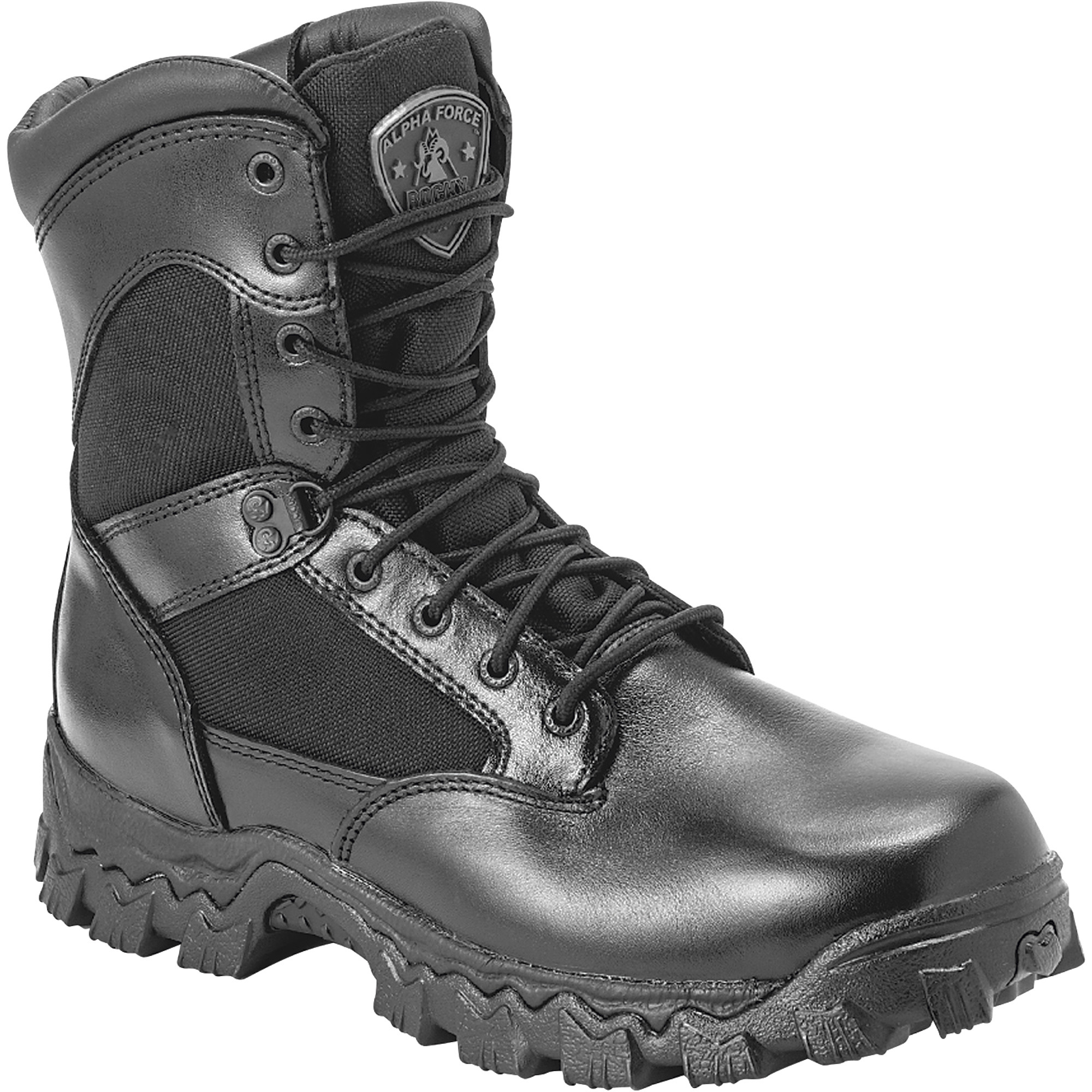 Rocky Men's 8Inch AlphaForce Zipper Waterproof Duty Boot - Black, Size 7, Model 2173