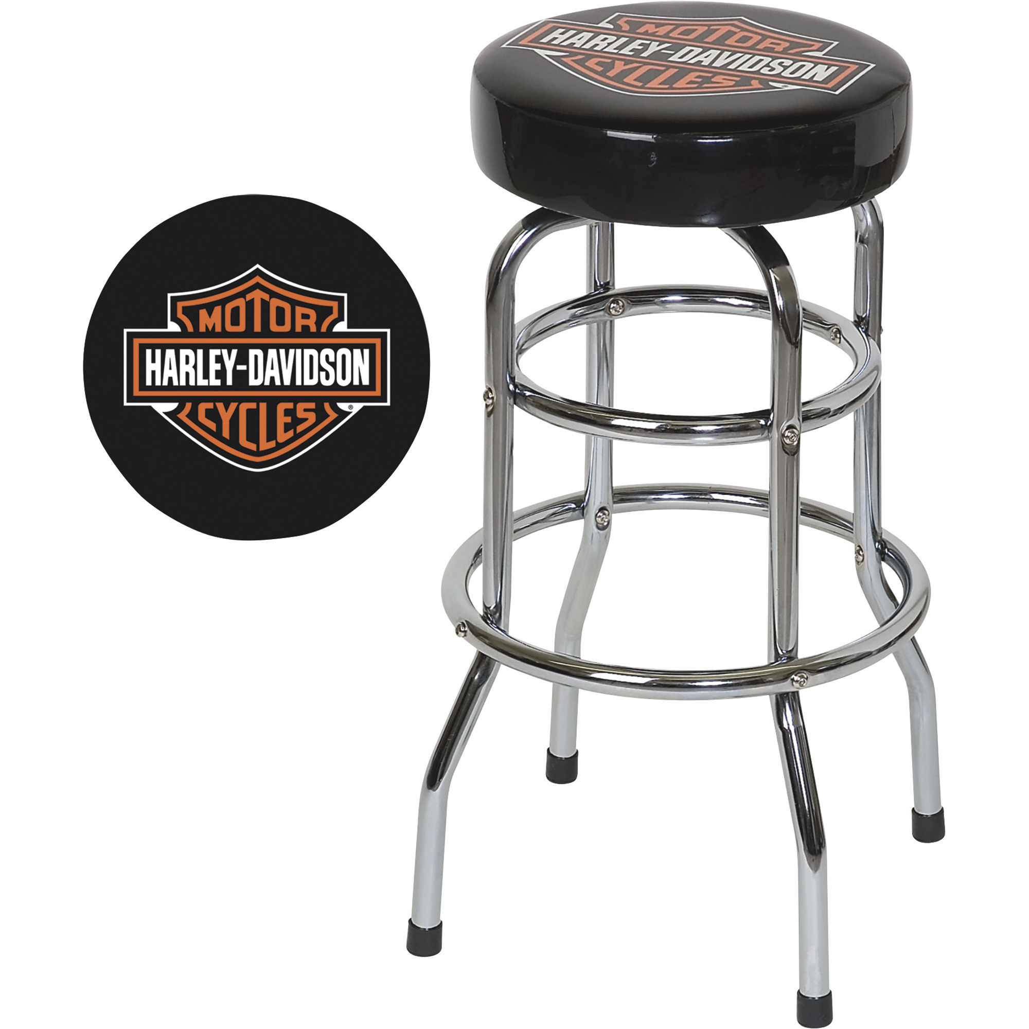 Harley-Davidson Bar & Shield Swivel Barstool â Black, Model HDL-12116