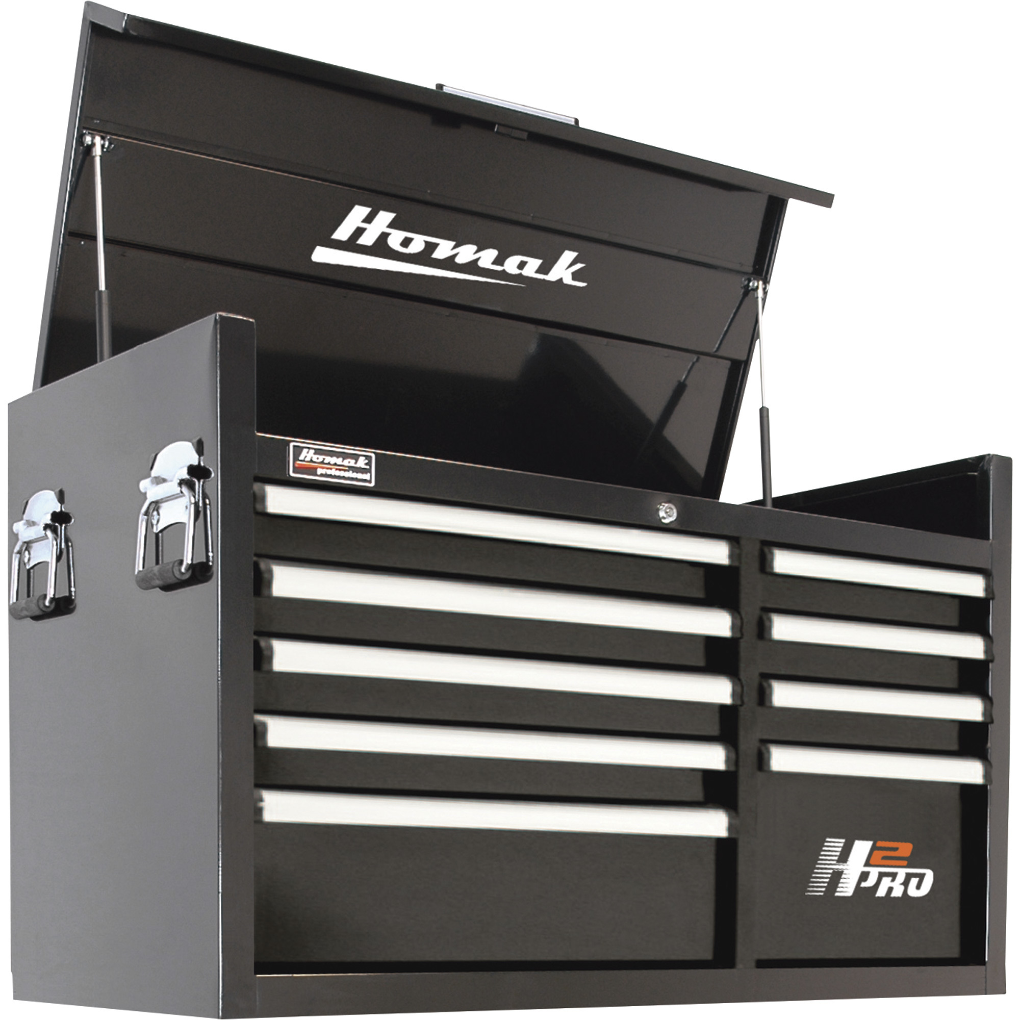 H2PRO 41Inch 9-Drawer Top Tool Chest — Black, 41 1/8Inch W x 21 3/4Inch D x 24 1/2Inch H, Model - Homak BK02041091