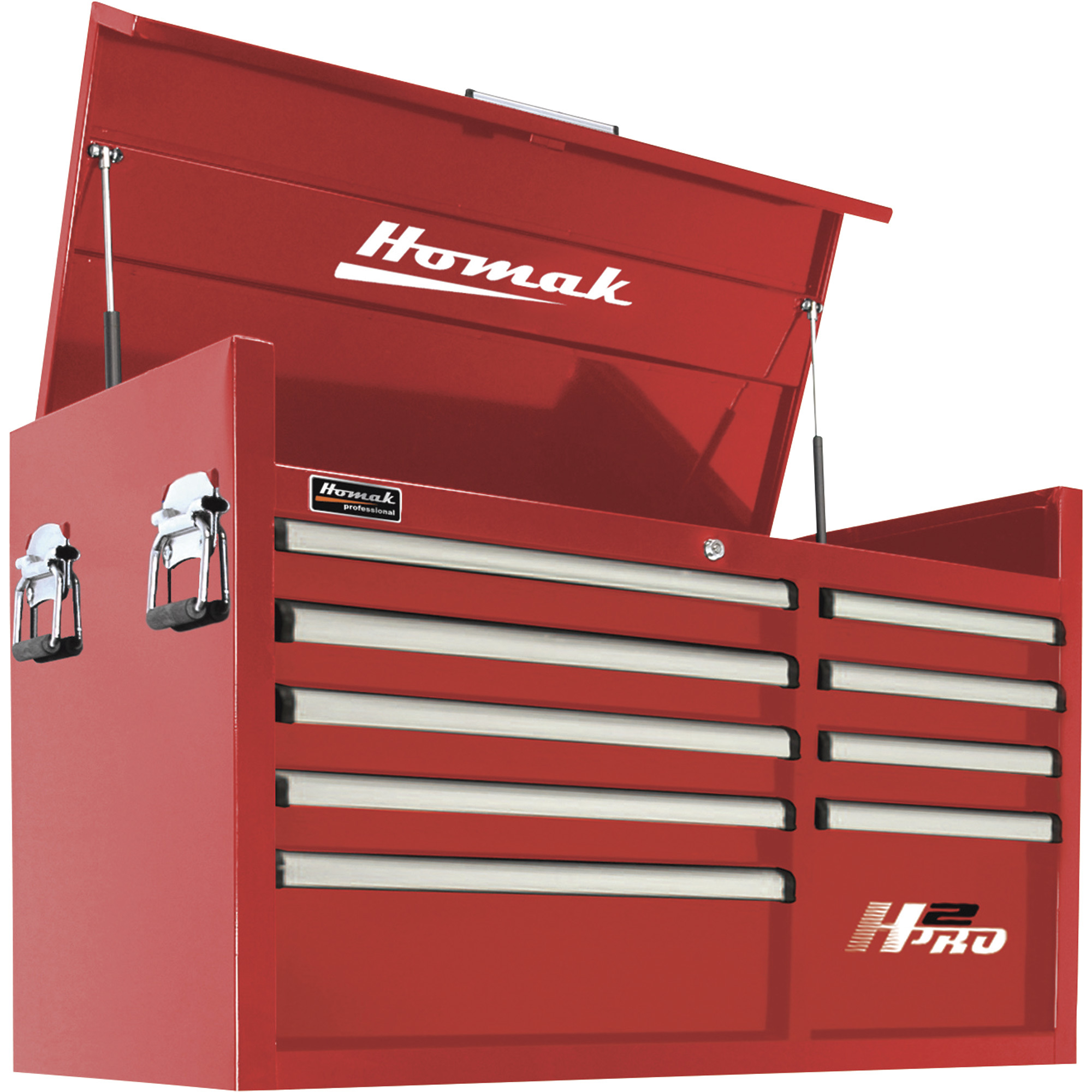 Homak H2PRO 41Inch 9-Drawer Top Tool Chest — Red, 41 1/8Inch W x 21 3/4Inch D x 24 1/2Inch H, Model RD0201091 -  RD02041091