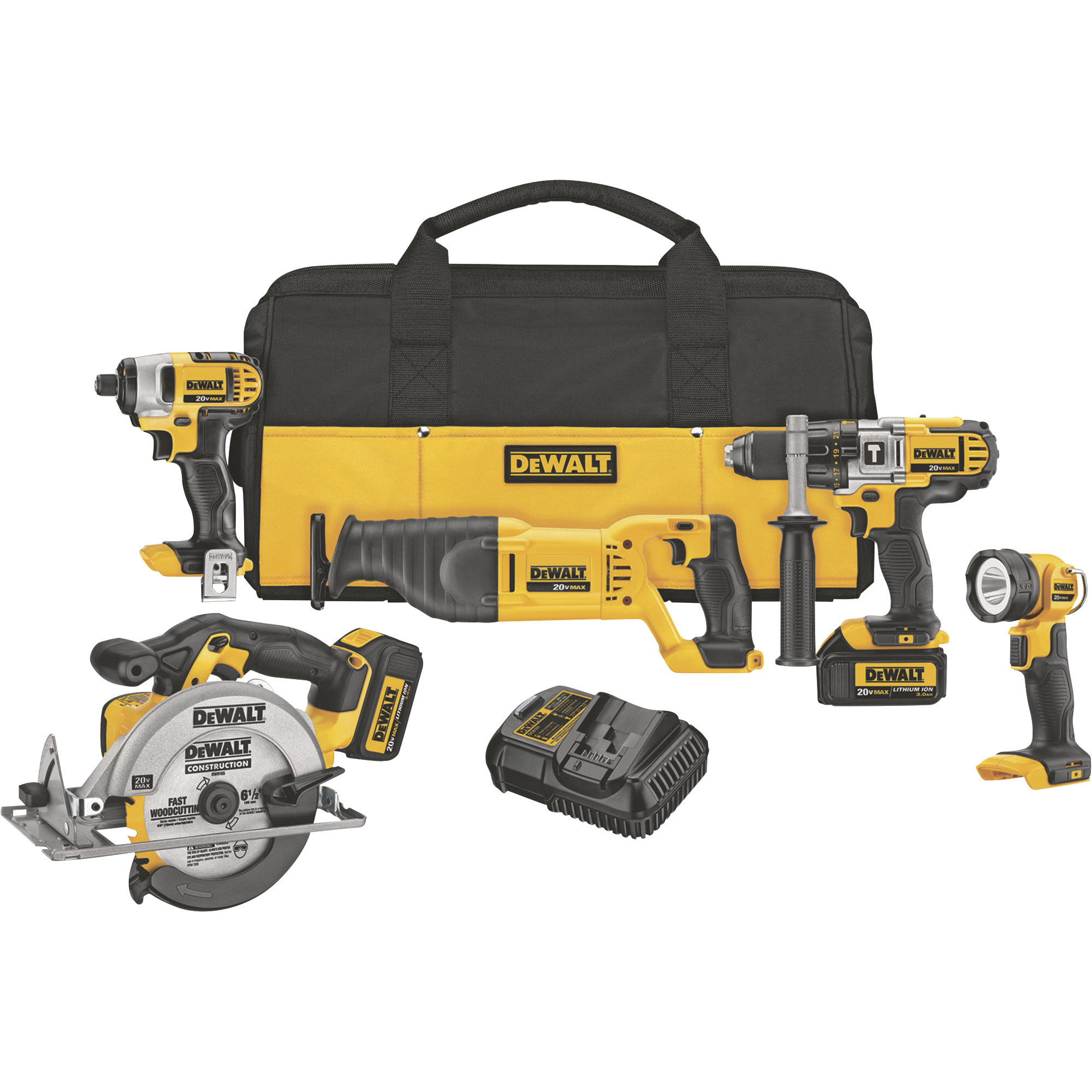 DEWALT 20V MAX Lithium-Ion Cordless Power Tool Combo Set, 5-Tool Set, 2 Batteries, Model DCK590L2