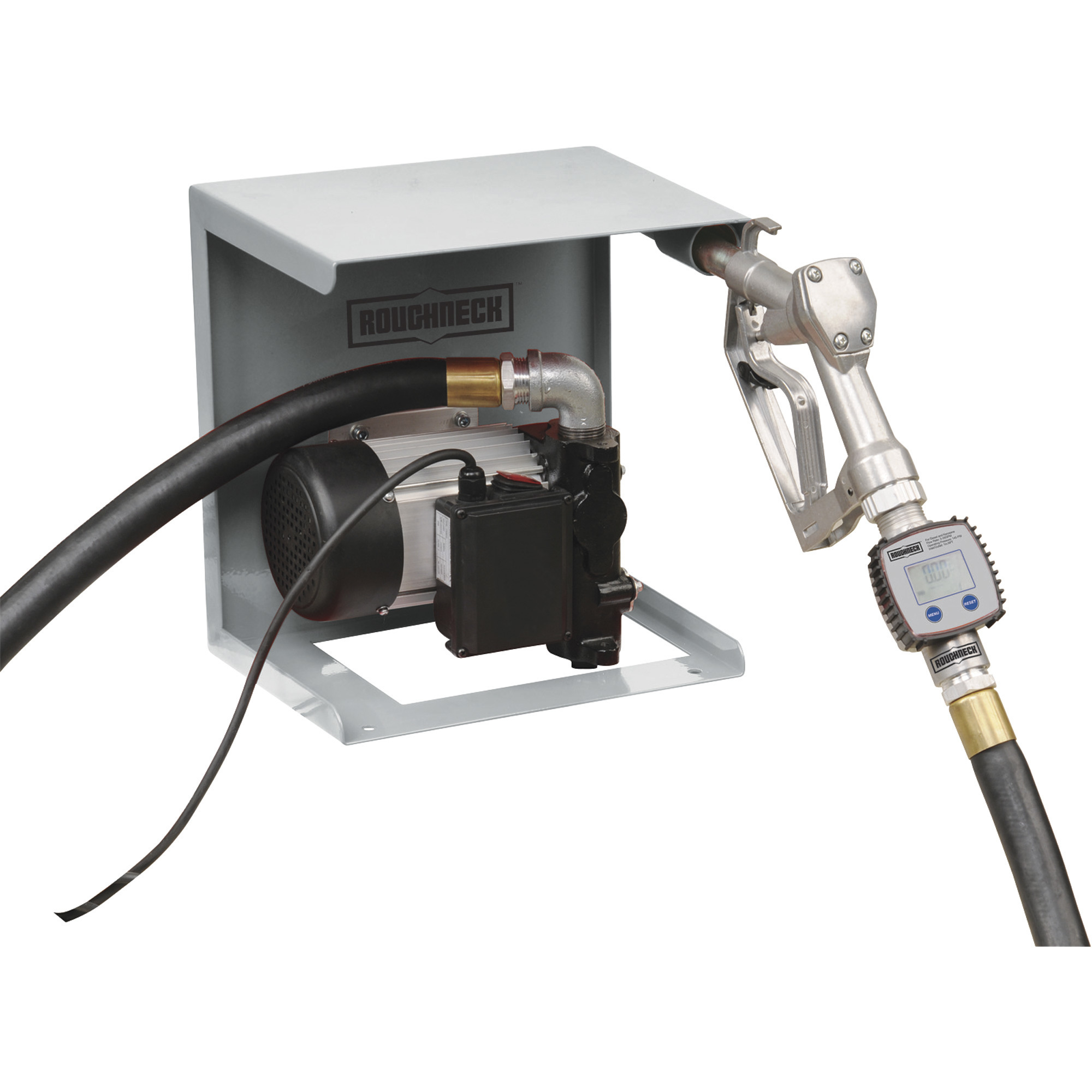 Roughneck 120V Fuel Transfer Pump, 22 GPM, Meter, Manual Nozzle, Hose