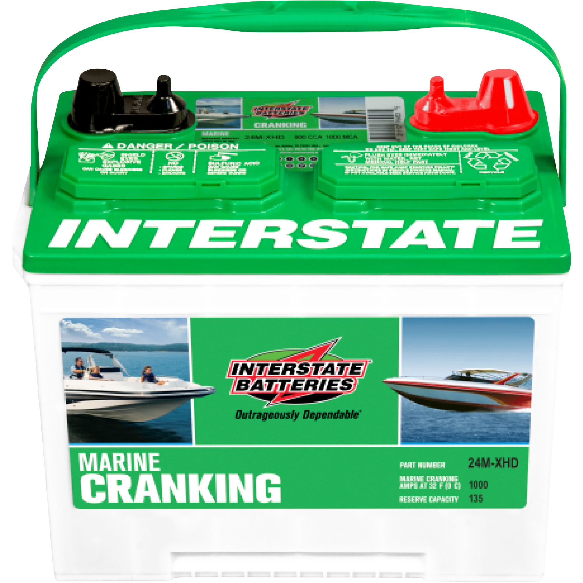 Interstate Batteries Marine/RV Battery, Group Size 24M, 12 Volts, Model 24M-XHD