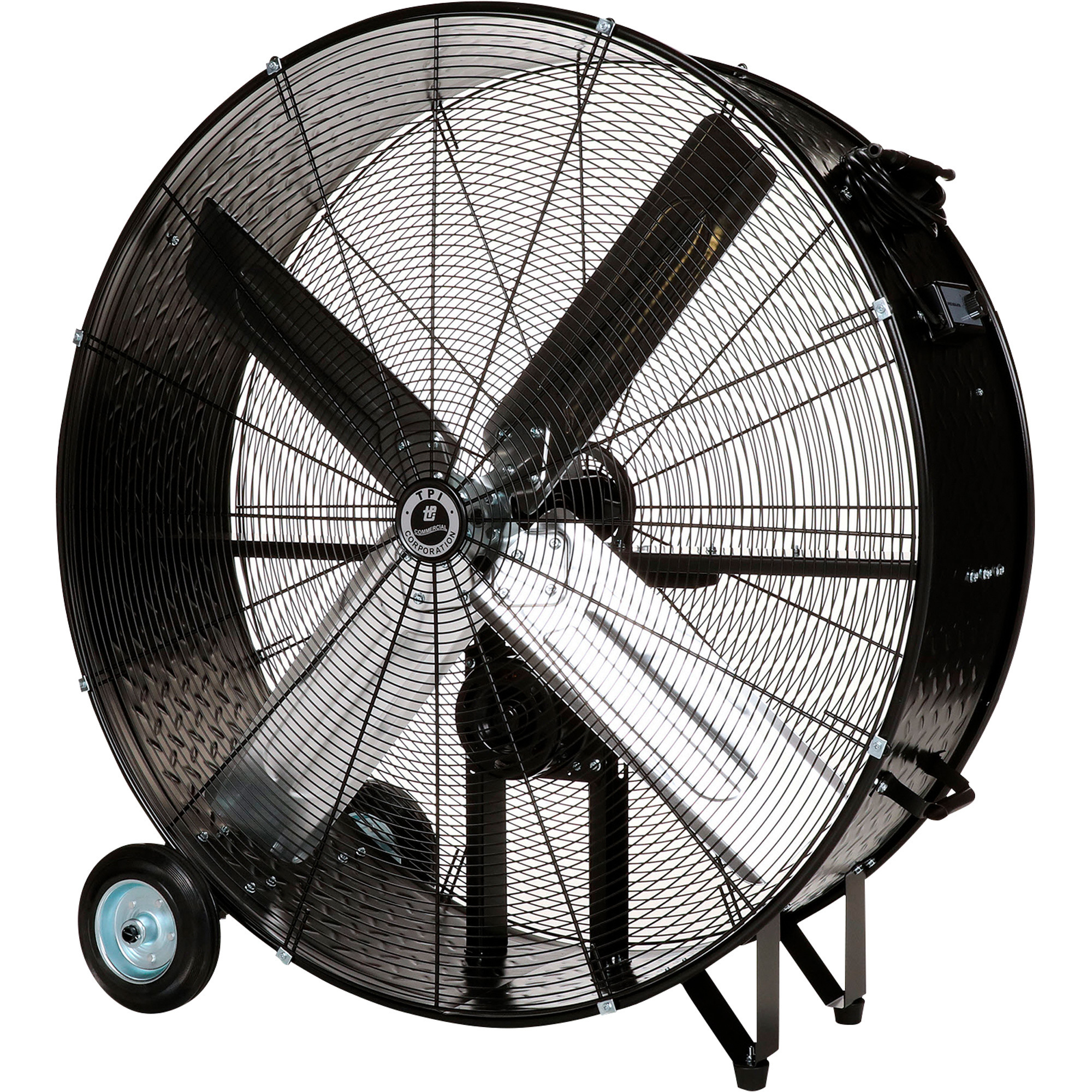 TPI Commercial Belt Drive Drum Fan, 42Inch, 2-Speed, 13,500 CFM, 1/2 HP, 120 Volt, Model #CPB 42-B