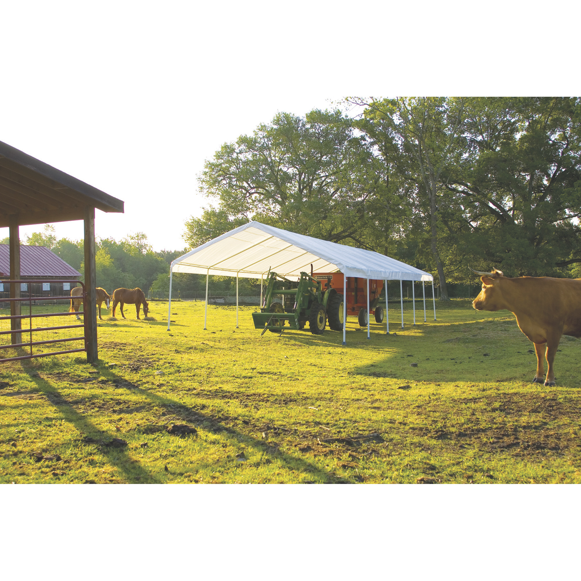 ShelterLogic Super Max Commercial Outdoor Canopy, 40ft.L x 18ft.W x 11ft.H, Model 26764