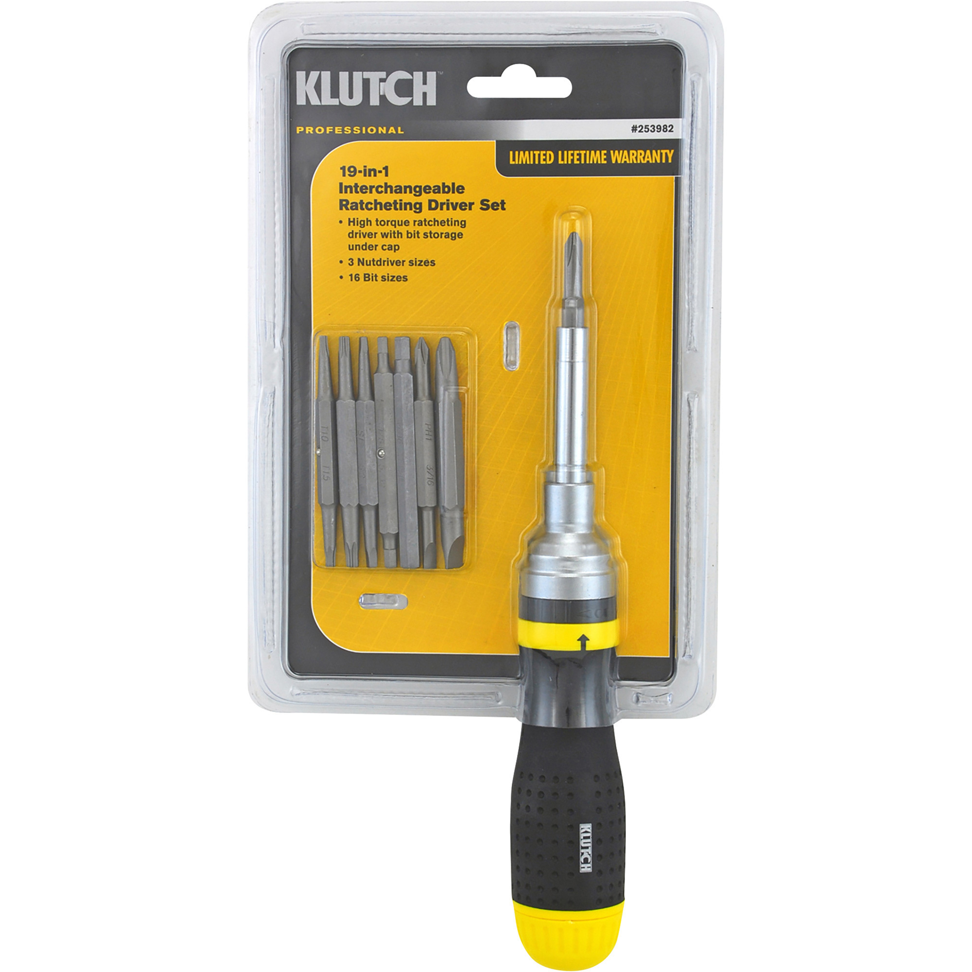 Klutch 19-in-1 Interchangeable Ratcheting Screwdriver Set