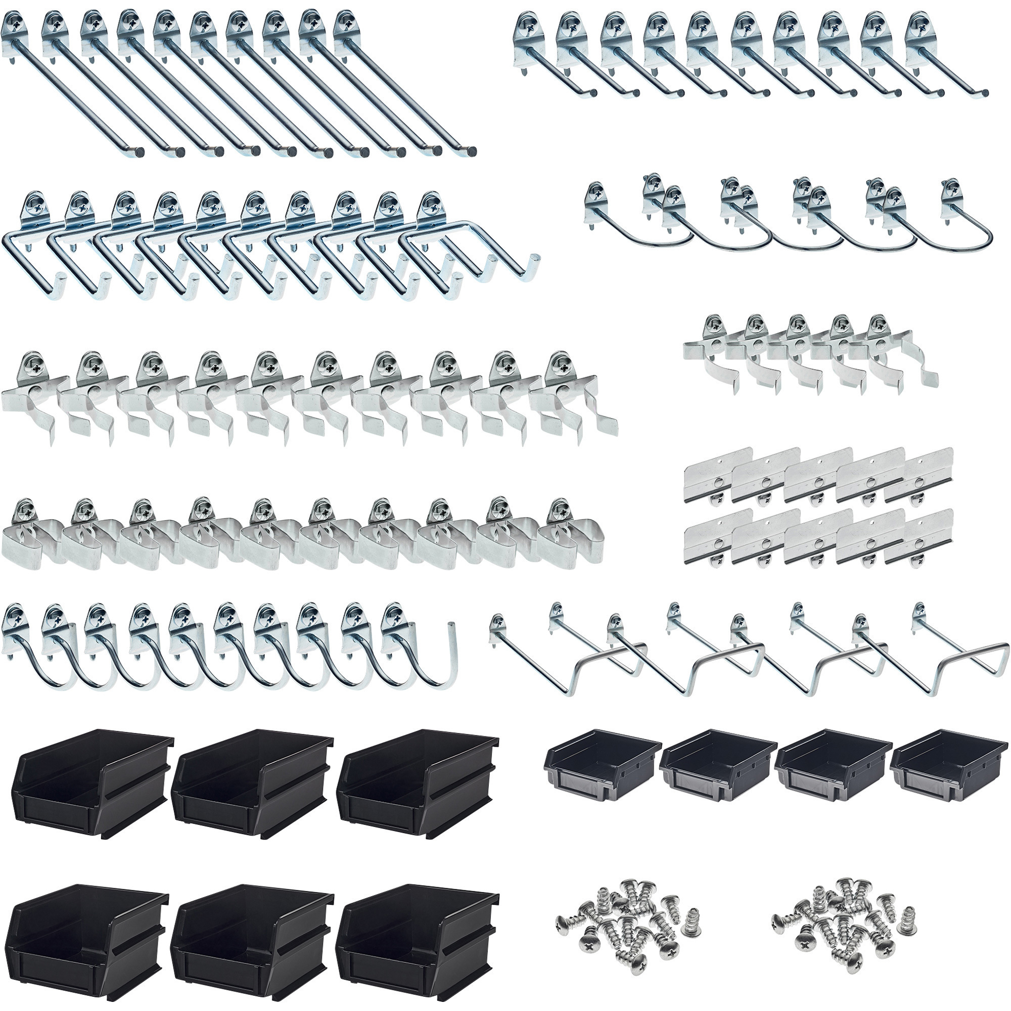 DuraHook Pegboard Hook and Plastic Bin Assortment, 95-Piece Set, Model 76995