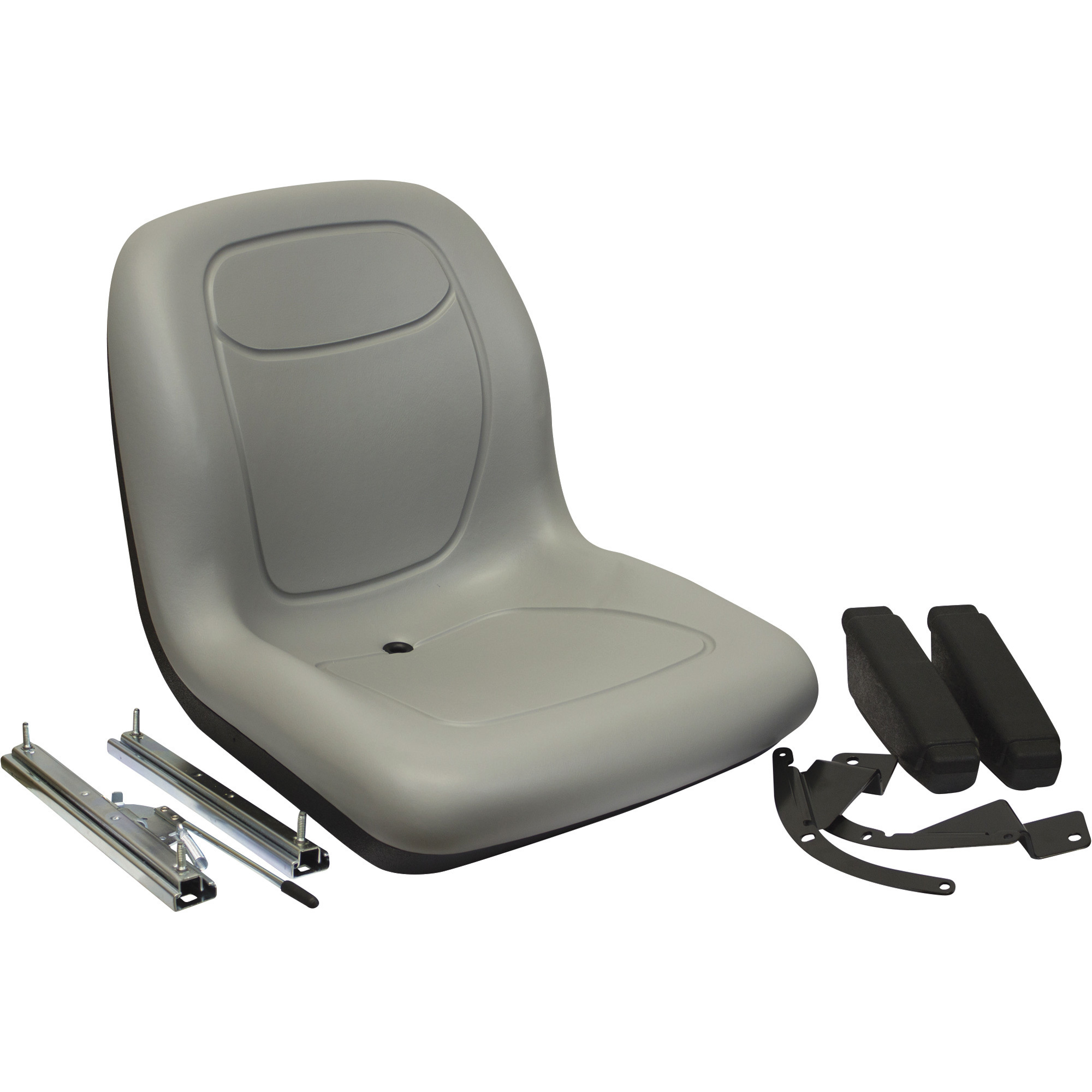 Milsco XB180 Seat with Slide Rail and Armrests, Gray, Model 6778