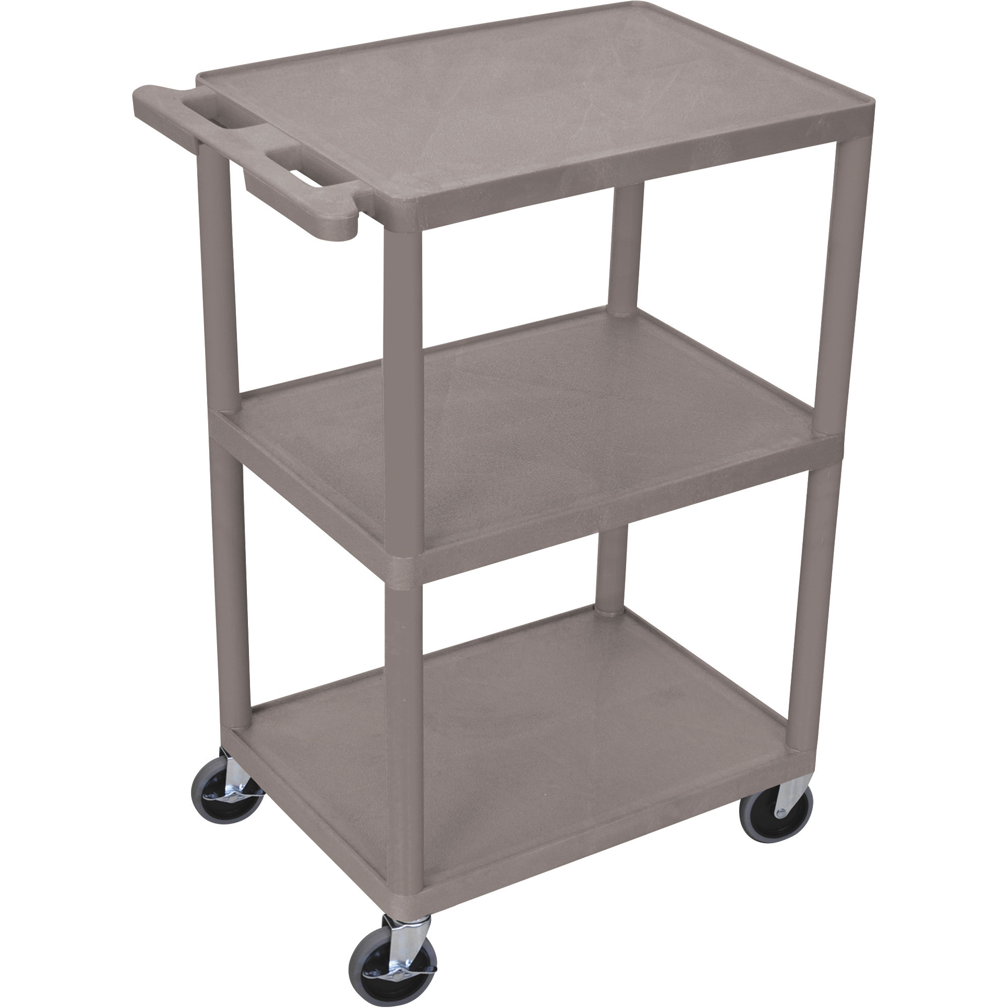 Luxor Multipurpose Utility Cart, 3 Shelves, Gray, 300-Lb. Capacity, Model HE42-G