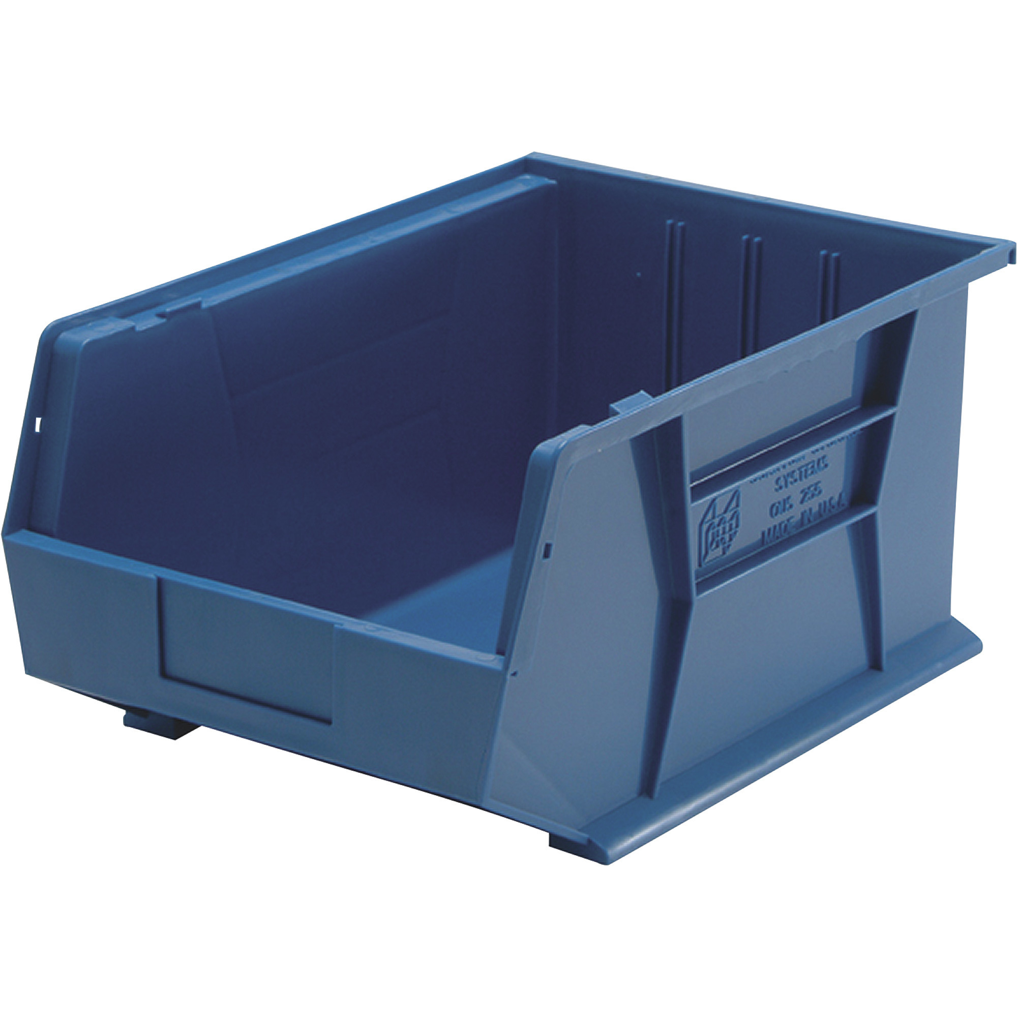 Quantum Storage Heavy Duty Stacking Bins, 16Inch x 11Inch x 8Inch Size, Blue, Carton of 4, Model QUS255BLCS