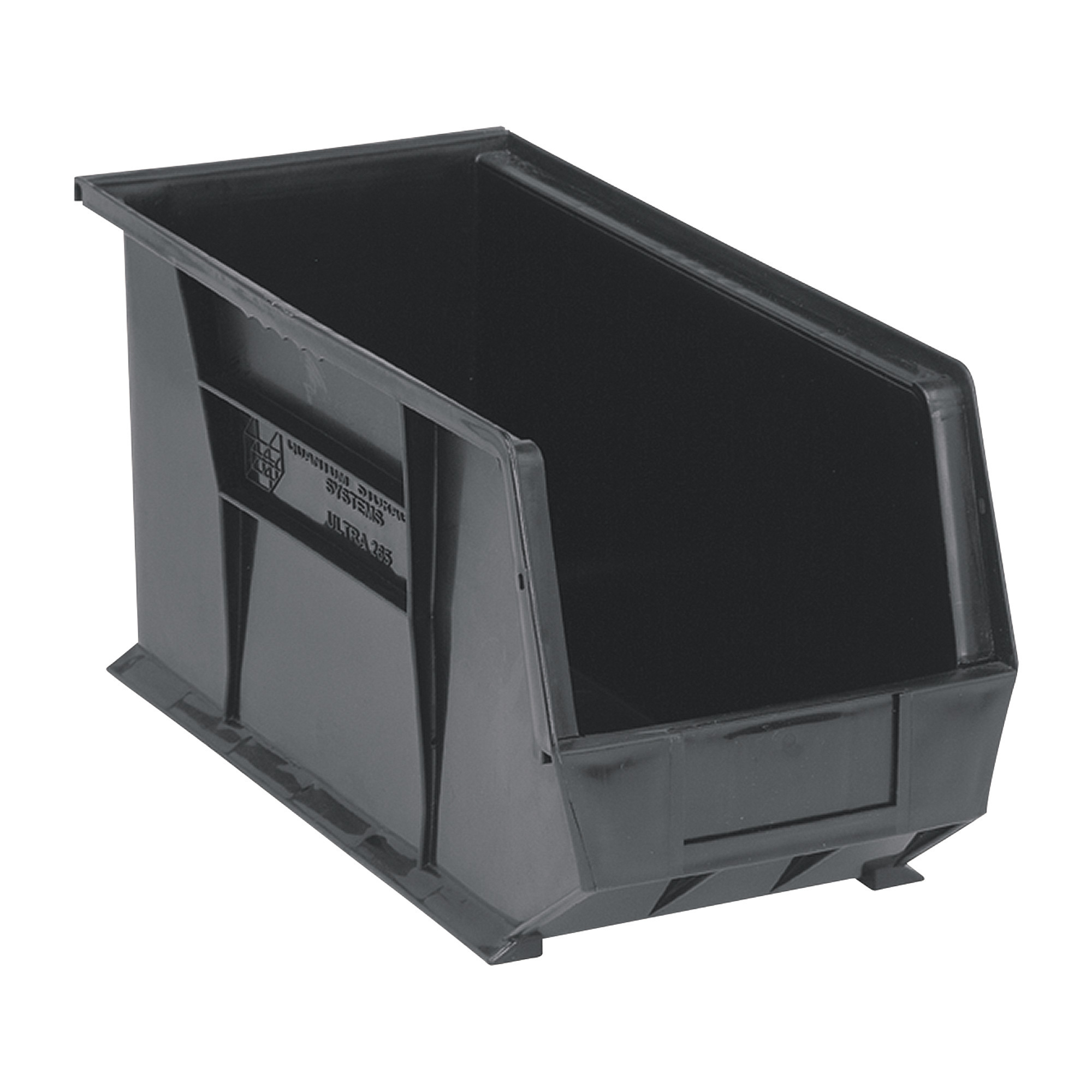 Quantum Storage Heavy Duty Stacking Bins, 18Inch x 8 1/4Inch x 9Inch Size, Black, Carton of 6, Model QUS265BKCS