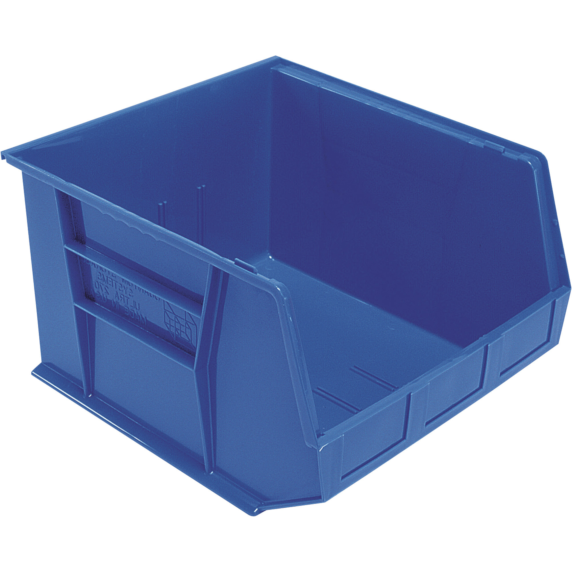 Quantum Storage Heavy Duty Stacking Bins, 18Inch x 16 1/2Inch x 11Inch Size, Blue, Carton of 3, Model QUS270BLCS