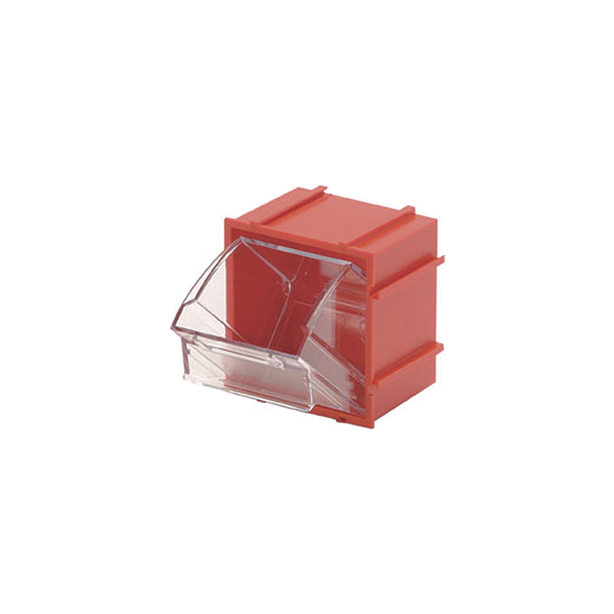 Quantum Storage Clear Tip Out Storage Bin, 2Inch x 2 1/2Inch x 2 3/4Inch Size, Red, Model QTB409RDCS