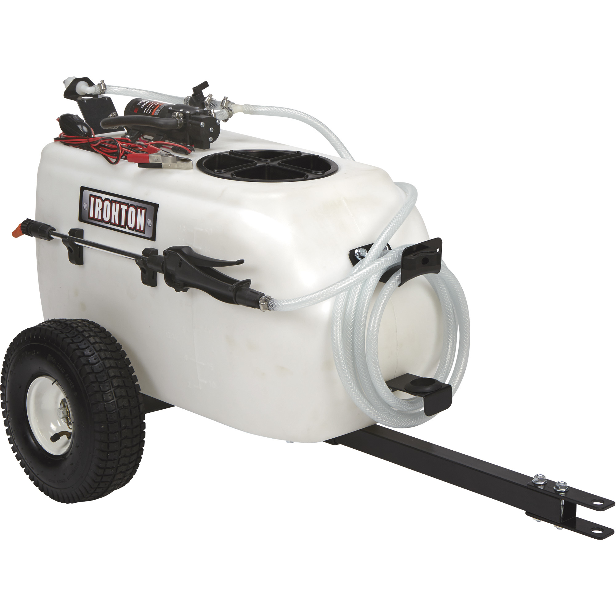 Ironton 13-Gallon 1 GPM Tow-Behind Trailer Broadcast and Spot Sprayer â 12 Volt DC