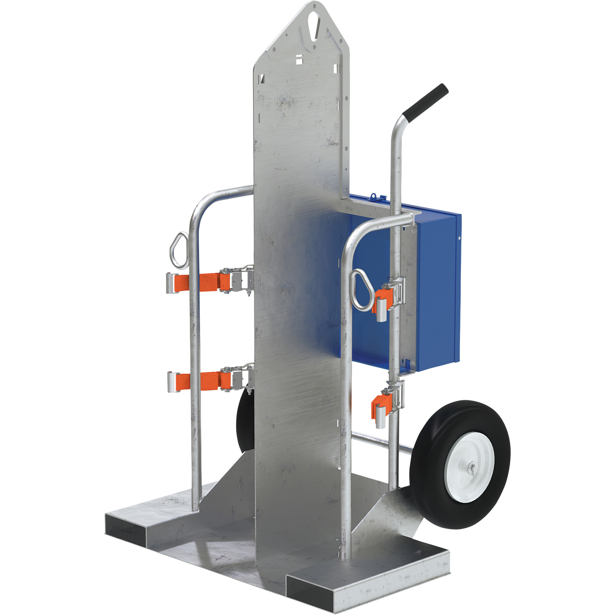 Vestil Welding Cylinder Cart with Fork Pockets, 500-Lb. Capacity, Pneumatic Wheels, Galvanized Finish, Model CYL-2-G