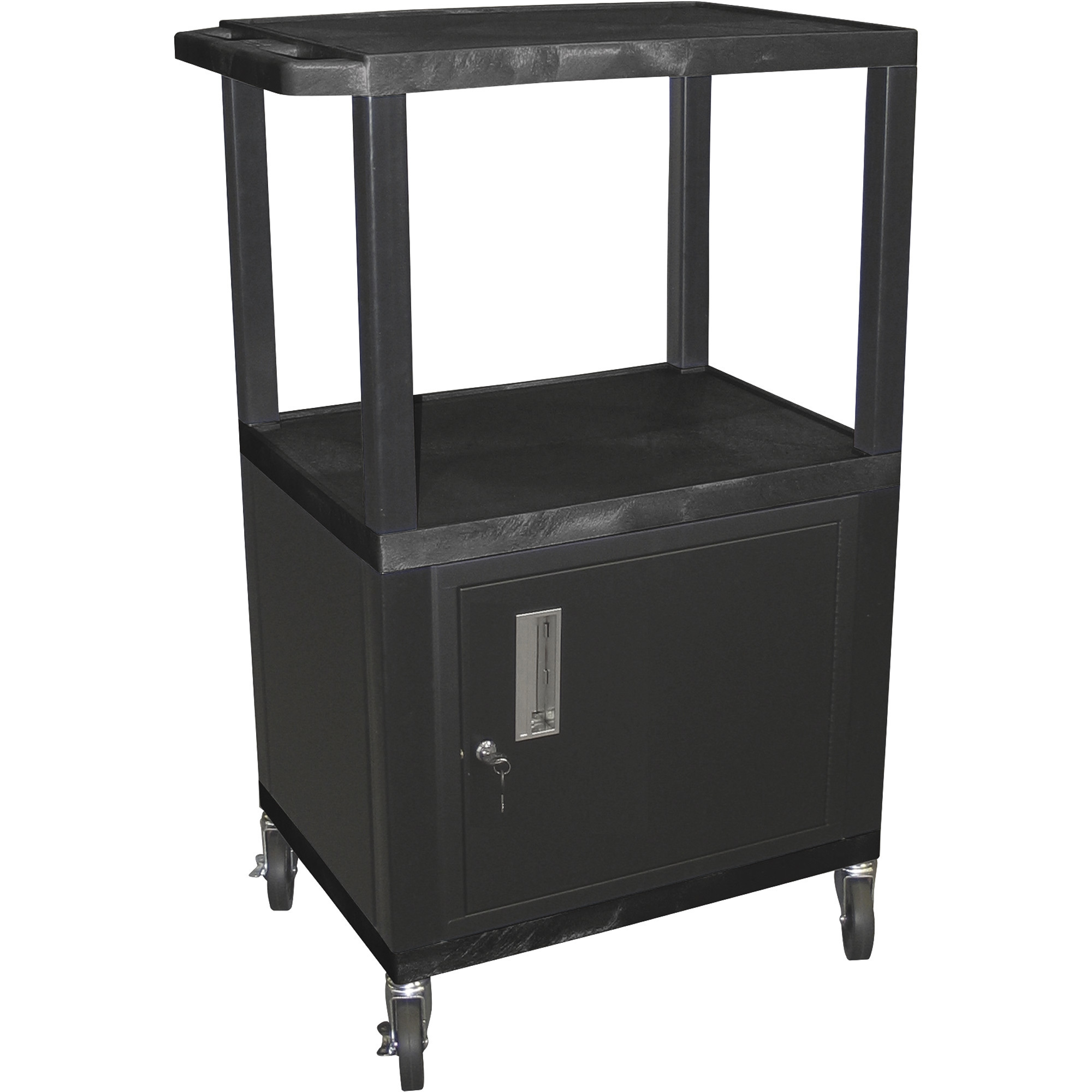 Wilson Tuffy Utility Cart with Locking Cabinet, 300-Lb. Capacity, 42Inch H, Black, Model WT42C2E