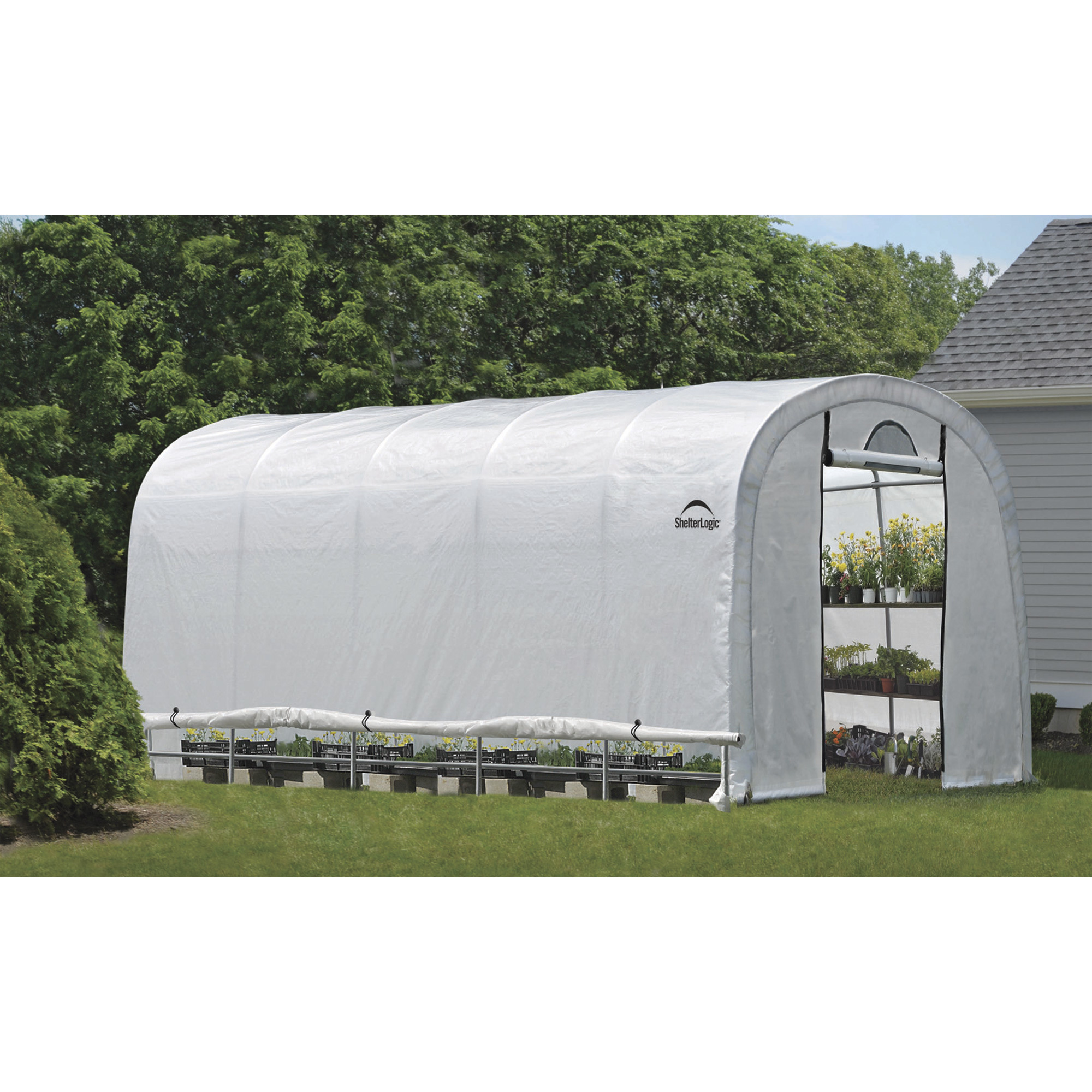 ShelterLogic GrowIT Heavy-Duty Round Greenhouse, 12ft.W x 20ft.L x 8ft.H, Model 70592