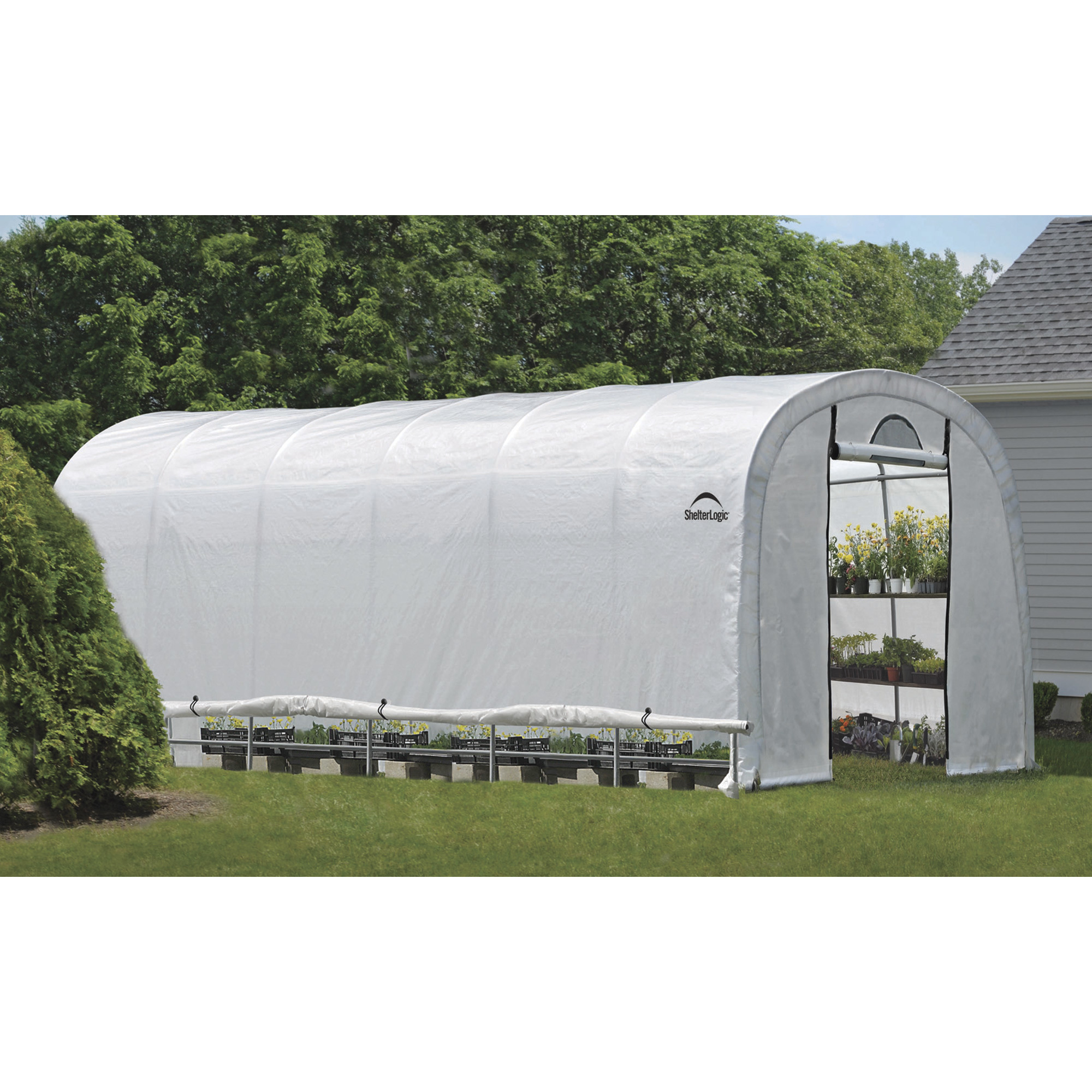 ShelterLogic GrowIT Heavy-Duty Round Greenhouse, 12ft.W x 24ft.L x 8ft.H, Model 70593
