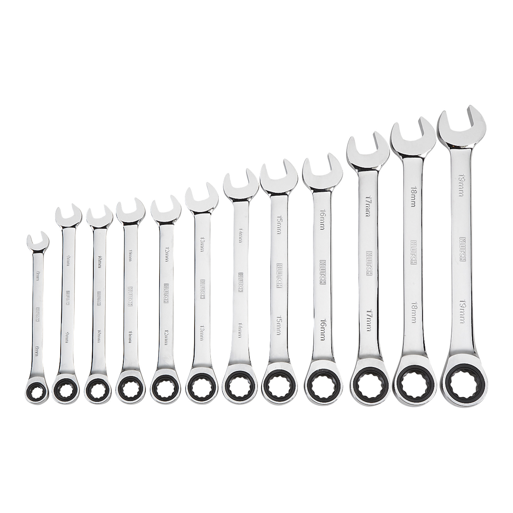 Klutch Ratcheting Wrench Set, 12-Piece, Metric: 8-19mm