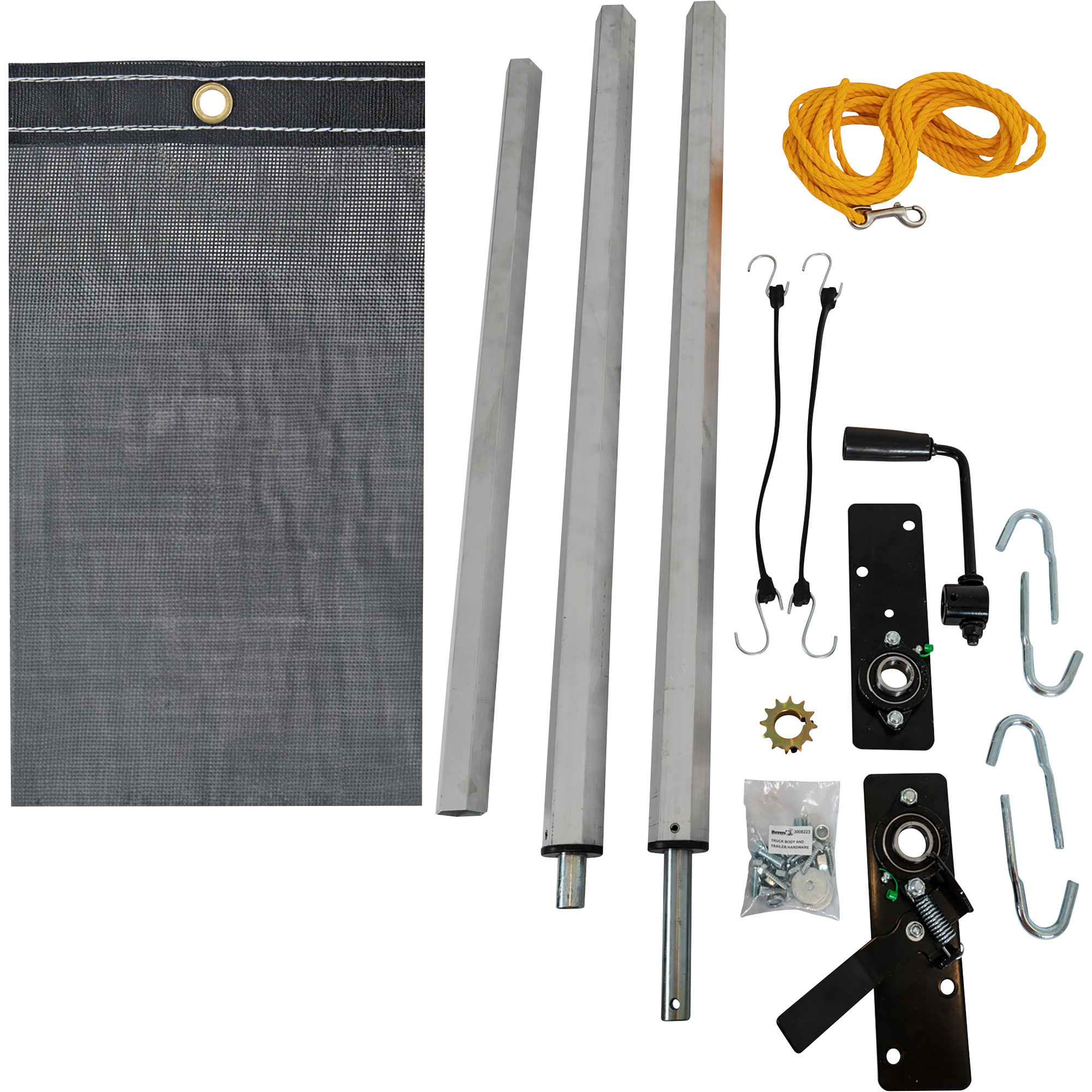 Buyers Products Mesh Dump Tarp Roller Kit, For 14-16ft. Dump Trailers, 6 1/2ft. x 18ft., Model DTR6518