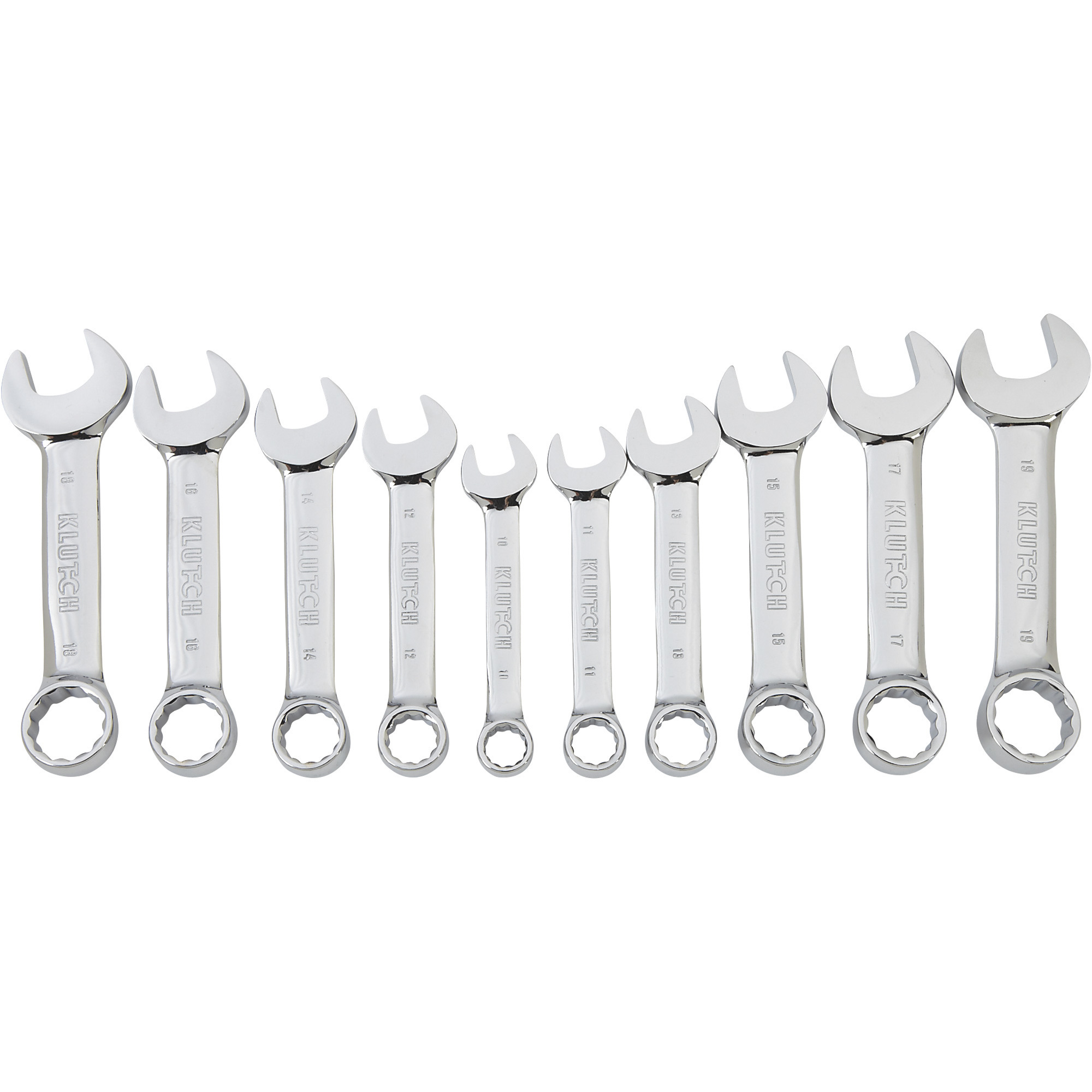 Klutch Stubby Combination Wrench Set, 10-Piece, Metric