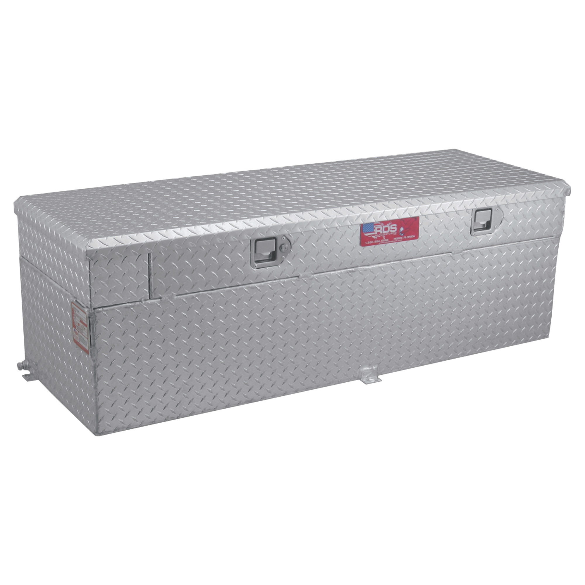 RDS Aluminum Auxiliary Fuel Tank Toolbox Combo, 40-Gallon, Rectangular, Diamond Plate, Model 72775