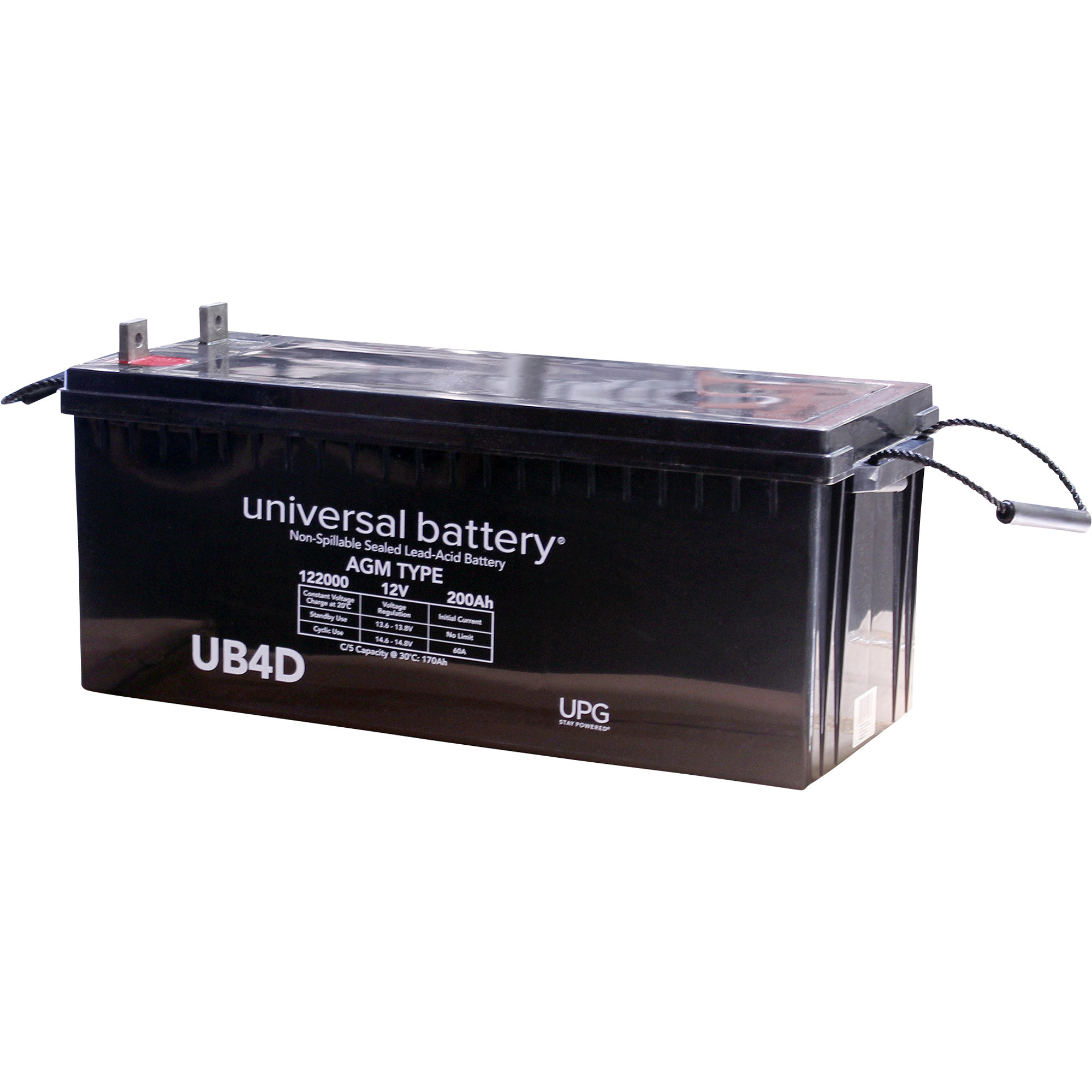 UPG Sealed Lead-Acid Battery, AGM-type, 12V, 200 Amps, Model UB-4D