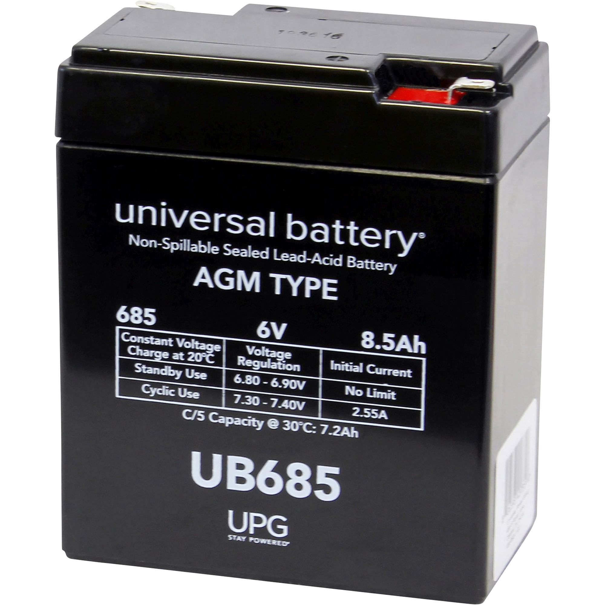UPG Sealed Lead-Acid Battery, 6V, 8.5 Amps, Model UB685