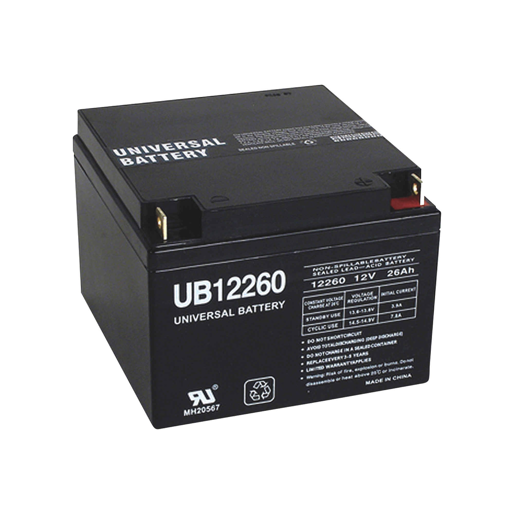 UPG Sealed Lead-Acid Battery — AGM-type, 12V, 26 Amps, Model UB12260 -  D5747