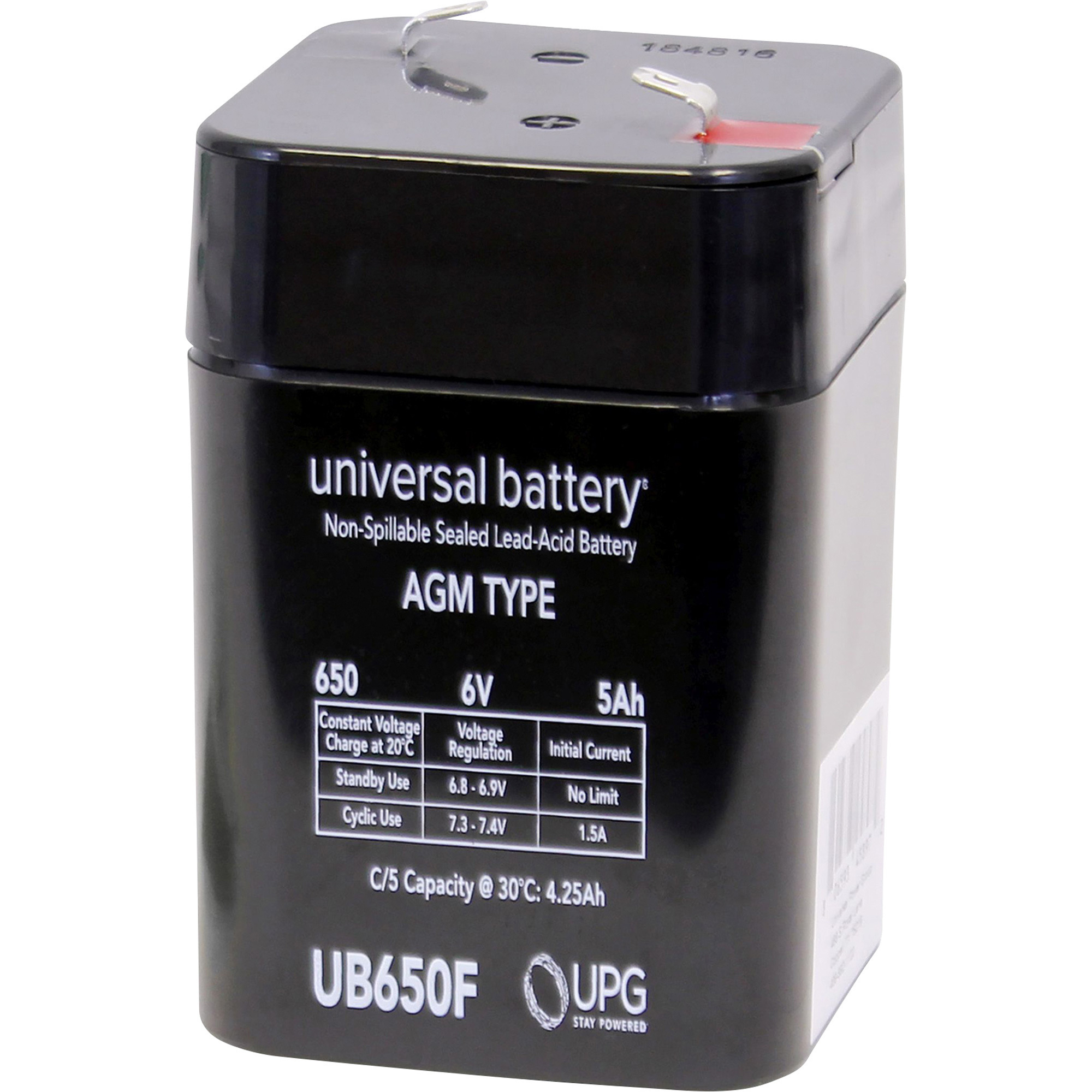UPG Sealed Lead-Acid Battery, 6 Volts, 5 Amps, Model UB650F Lantern