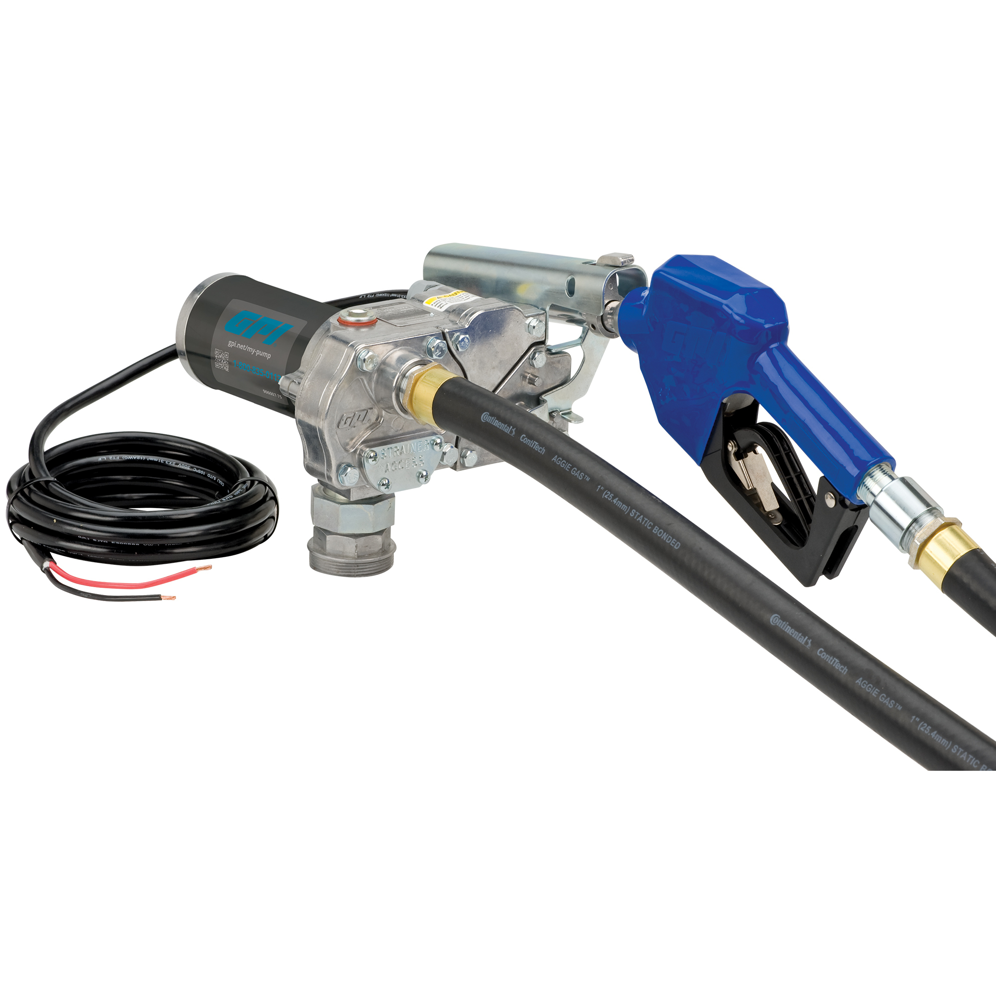 GPI 12V Fuel Transfer Pump, 18 GPM, Automatic Nozzle, Hose, Model M-180S-AU