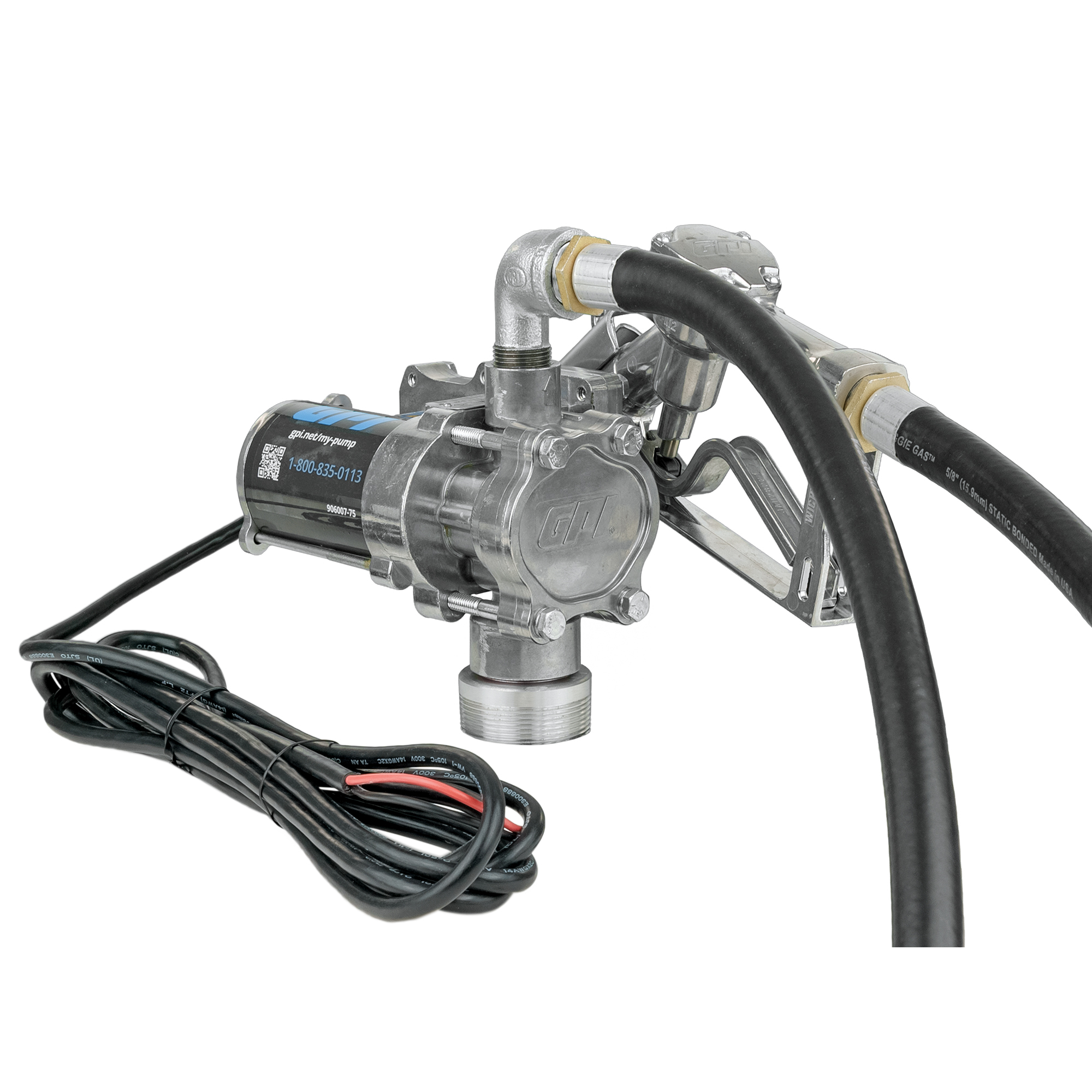 GPI EZ-8 12V Fuel Transfer Pump, 8 GPM, Manual Nozzle, Hose, Model EZ-8 Pump