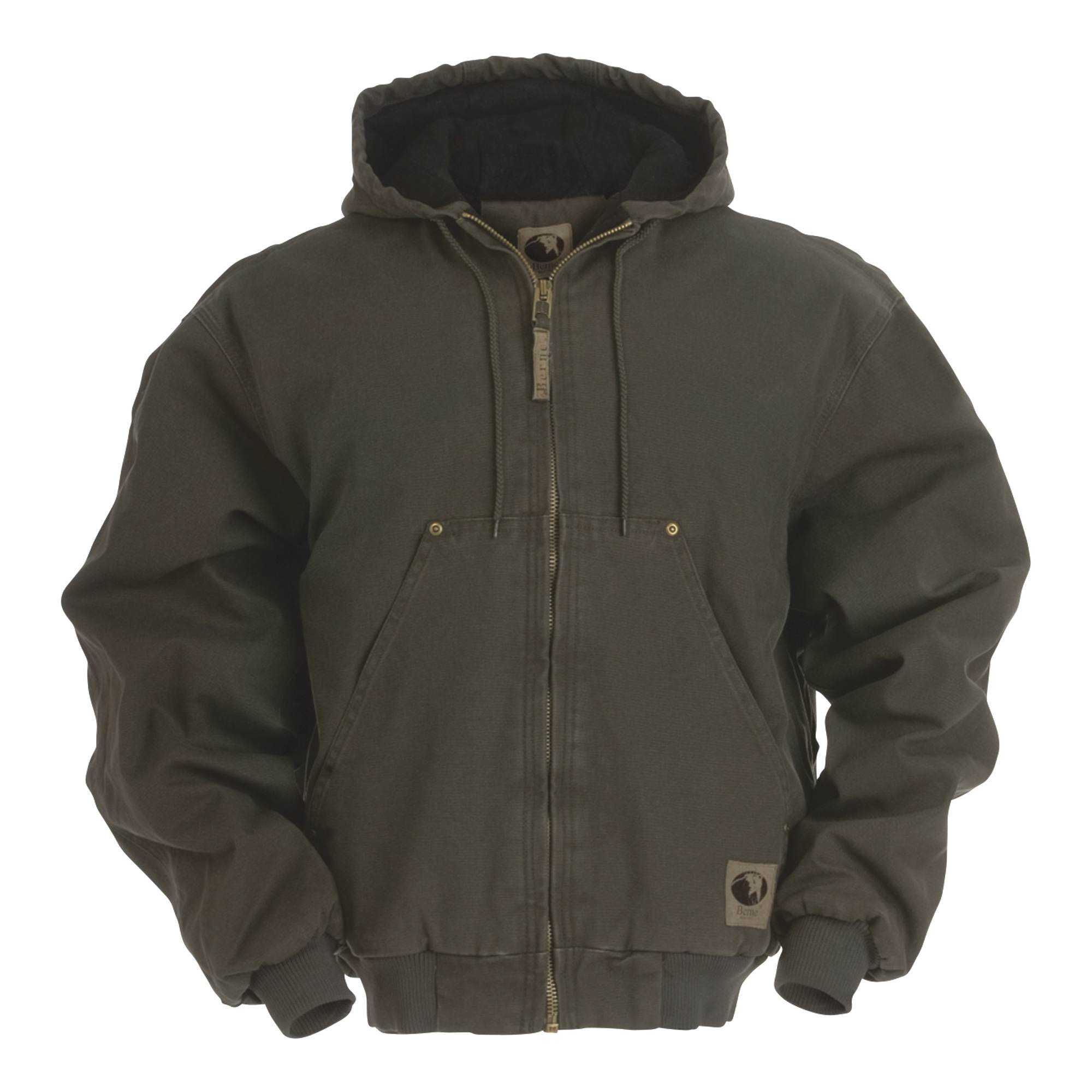 Berne Men's Original Washed Hooded Jacket â Quilt Lined, Olive, XL, Model HJ375ODR480