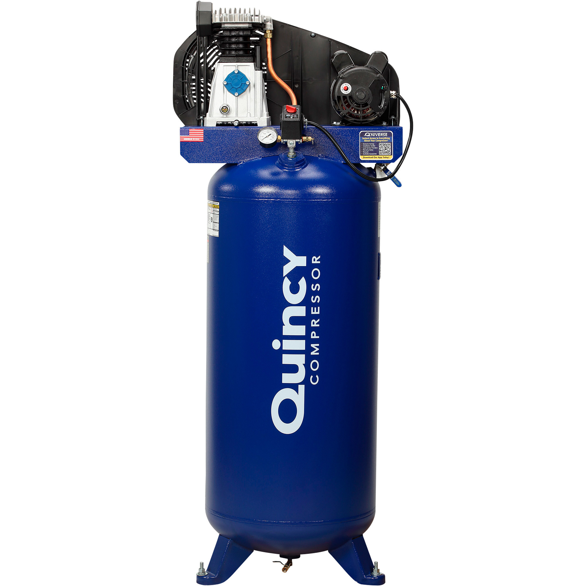 Quincy Single-Stage Air Compressor, 3.5 HP, 230 Volt, 60-Gallon Vertical Tank, Model Q13160VQ