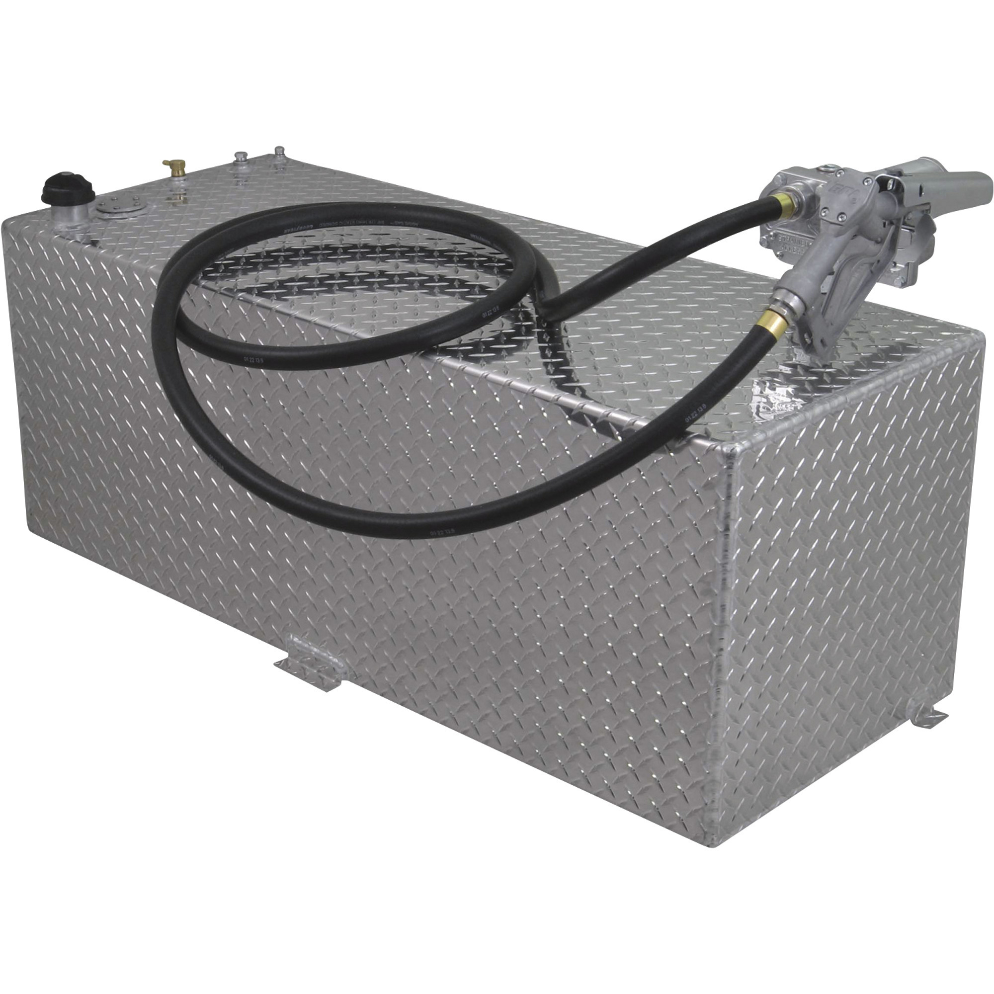 RDS Aluminum Transfer Fuel Tank with GPI 12V Fuel Transfer Pump, 80-Gallon, Rectangular, Diamond Plate, 15 GPM, Model 73962