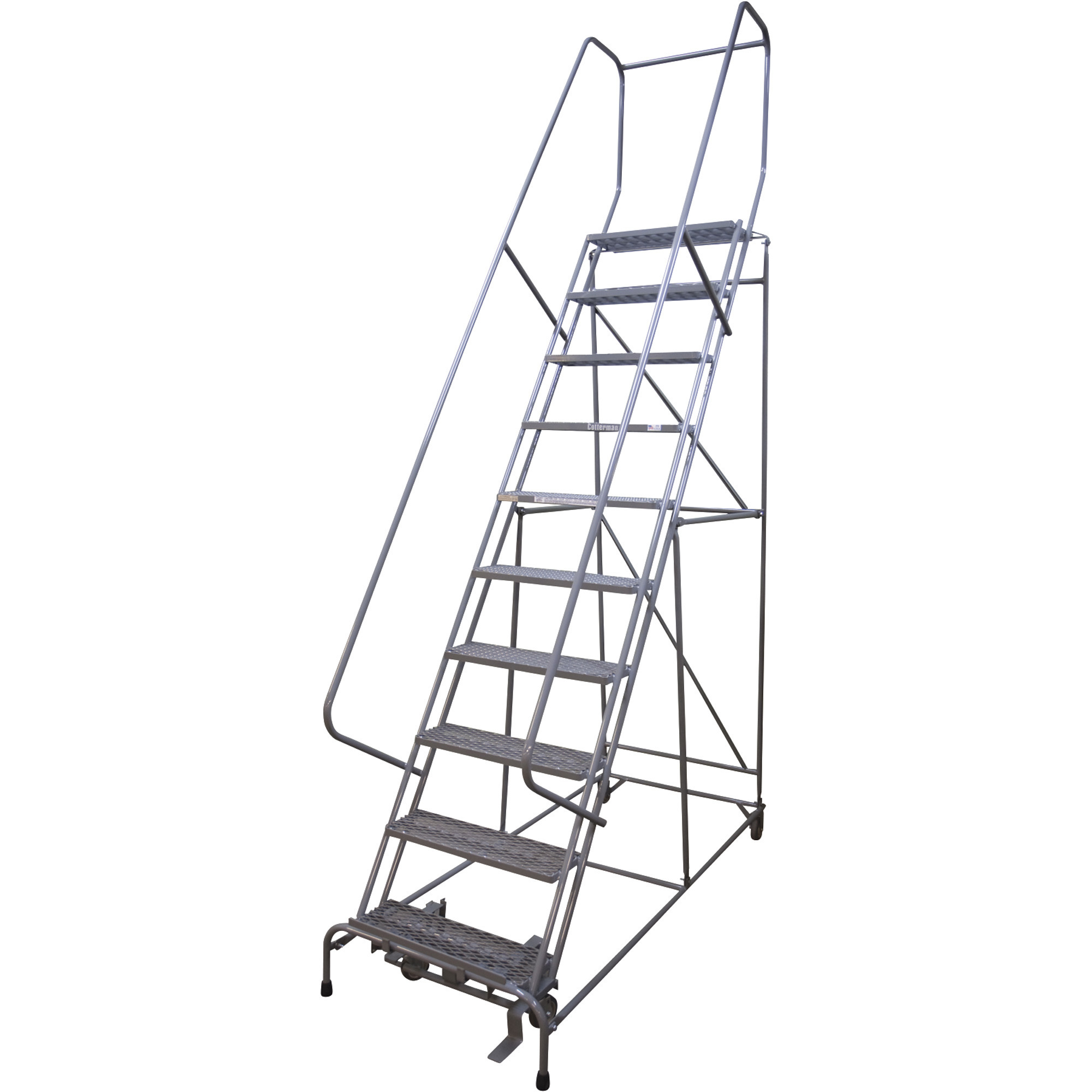 "Cotterman Rolling Steel Ladder â 450-Lb. Capacity, 10-Step Ladder, 24""L x 10""W x 100Inch H Platform, Model 1010R2632A1E10B4C1P6"