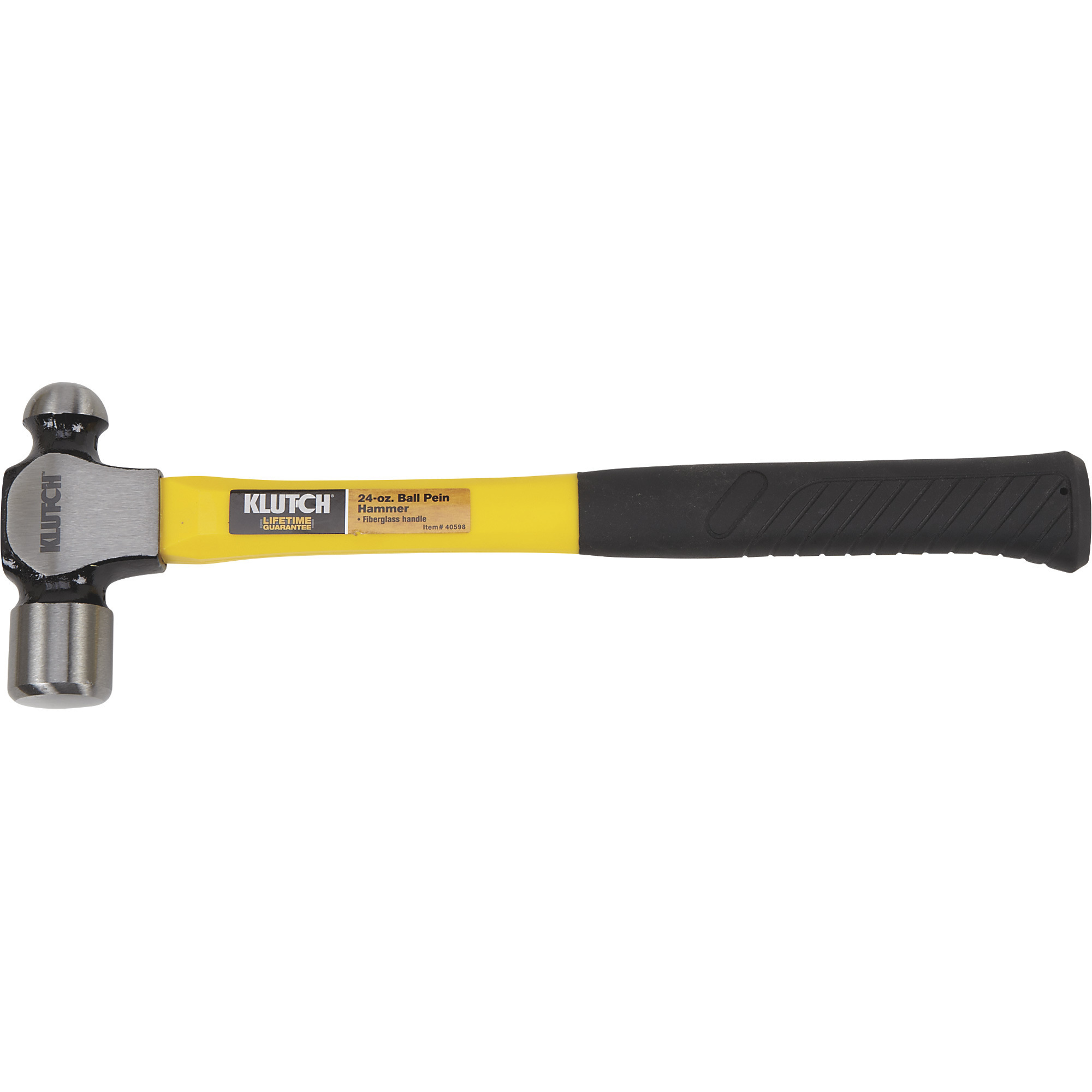 Klutch Ball-Peen Hammer, 24-Oz., Fiberglass Handle