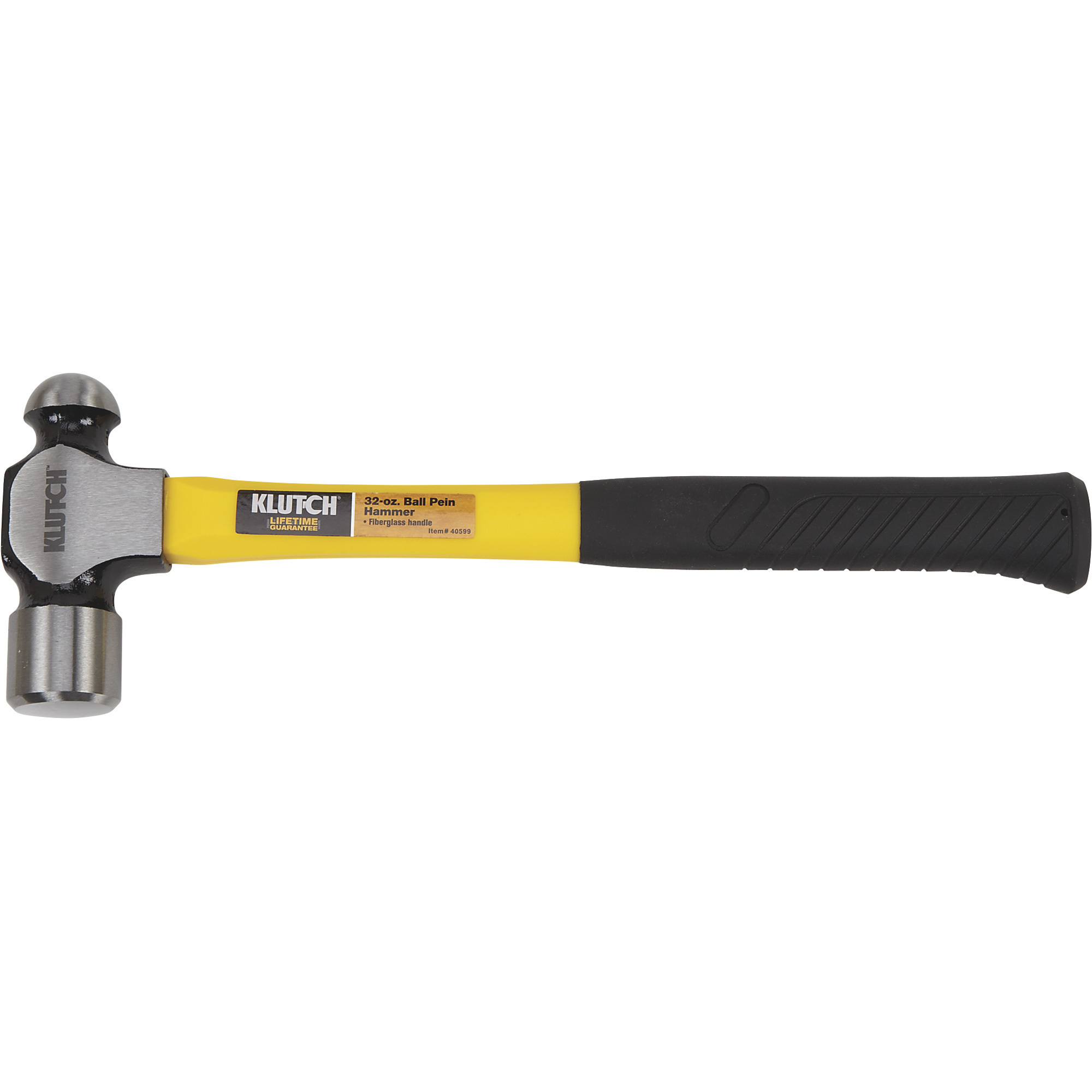 Klutch Ball Peen-Hammer, 32-Oz., Fiberglass Handle