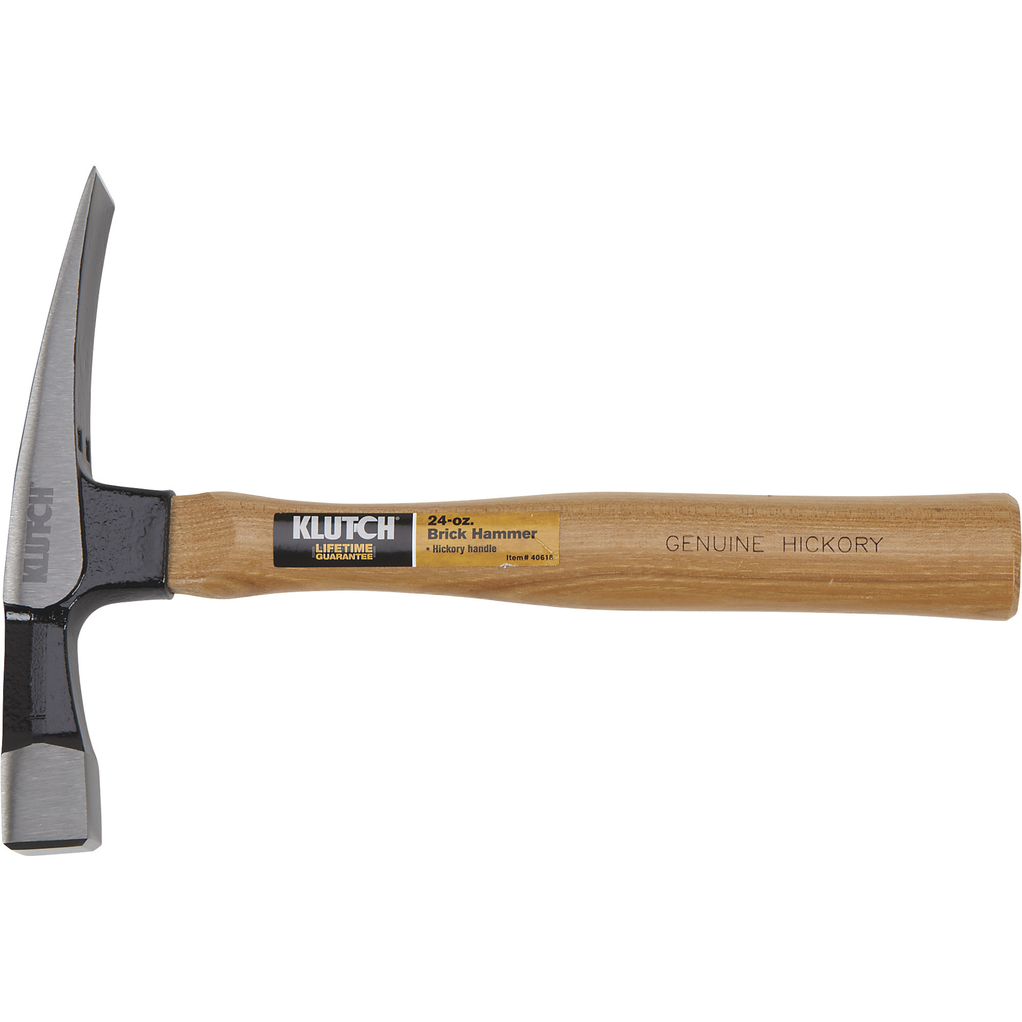 Klutch Brick Hammer, 24 Oz., Hickory Handle