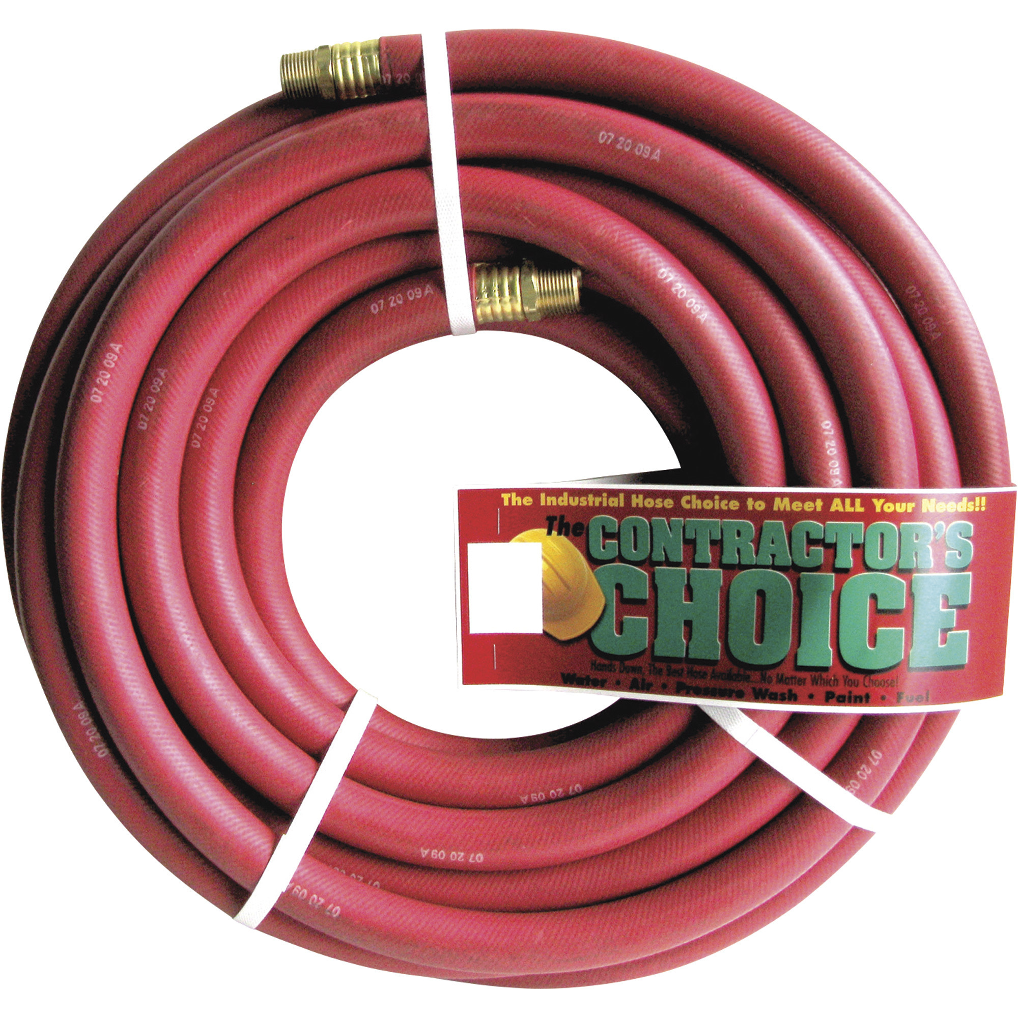 Industrial Red Rubber Hose â 3/4Inch x 50ft., 3/4Inch NPT Fittings, 200 PSI, Model RR3/4X50-200-12MP